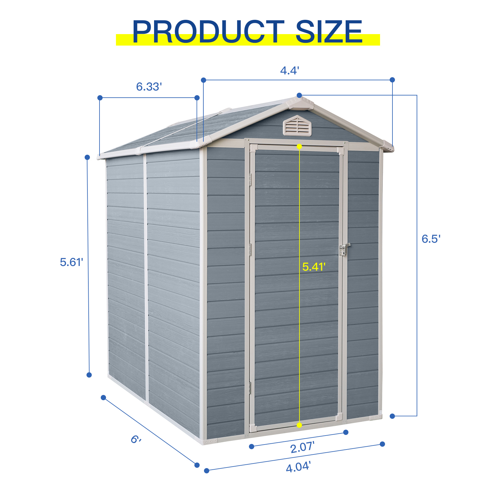 4x6ft Resin Outdoor Storage Shed Kit-Perfect to Store Patio Furniture,Grey