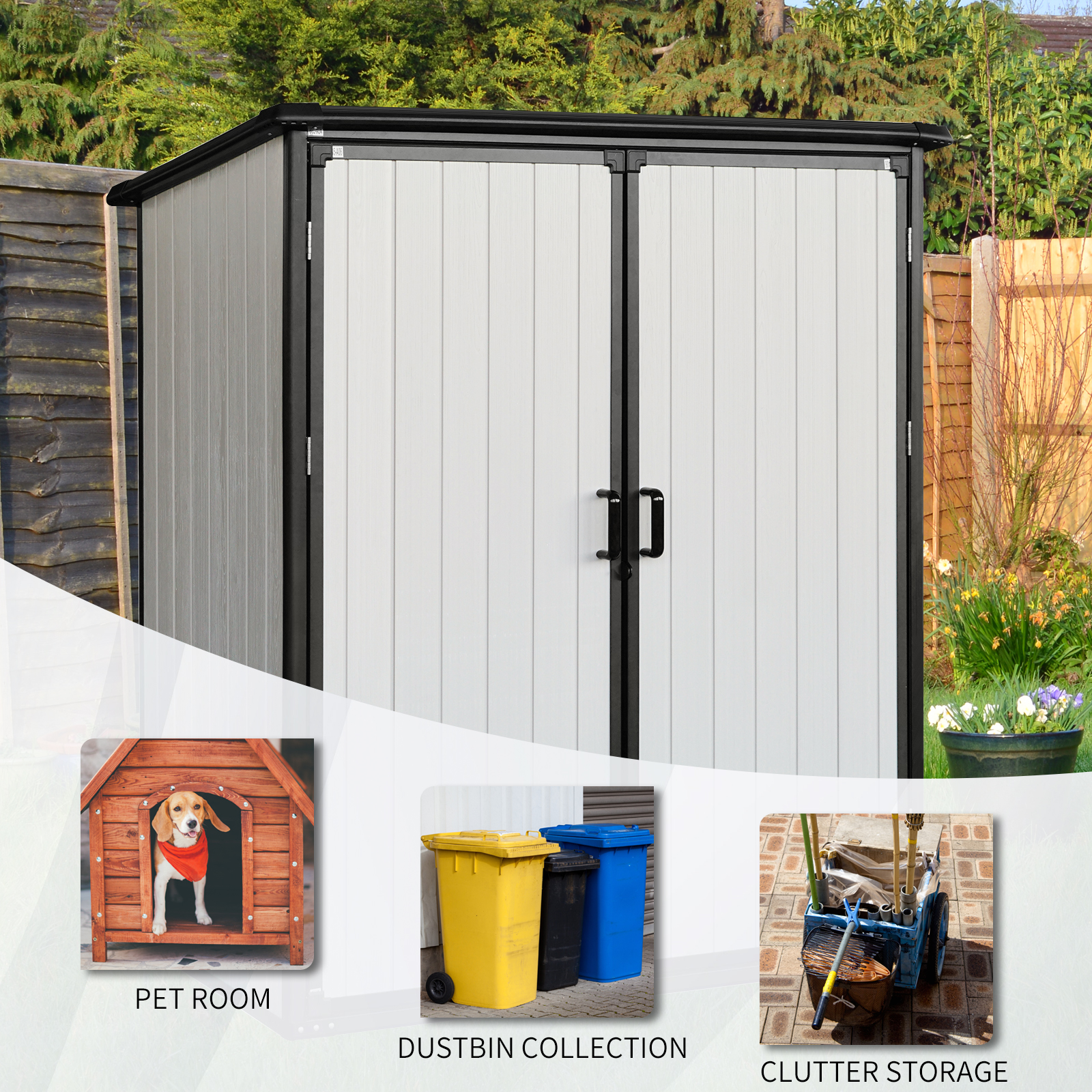 5x3FT Outdoor Storage Shed Waterproof Resin Cabinet with Lockable Doors for Bikes and Patio Furniture