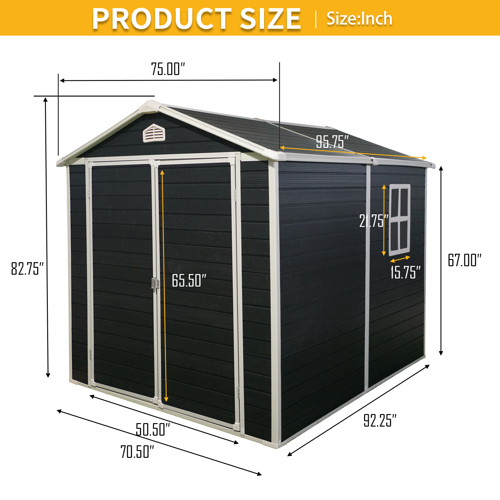 6x8ft Resin Outdoor Storage Shed Kit-Perfect to Store Patio Furniture,Black