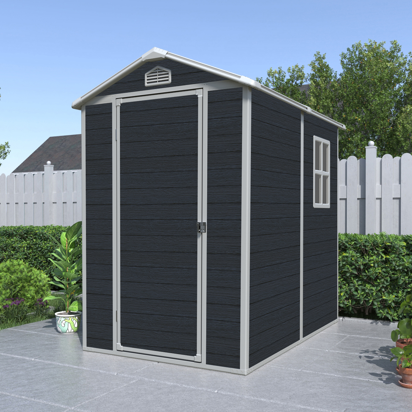 4x6ft Resin Outdoor Storage Shed Kit-Perfect to Store Patio Furniture,Black