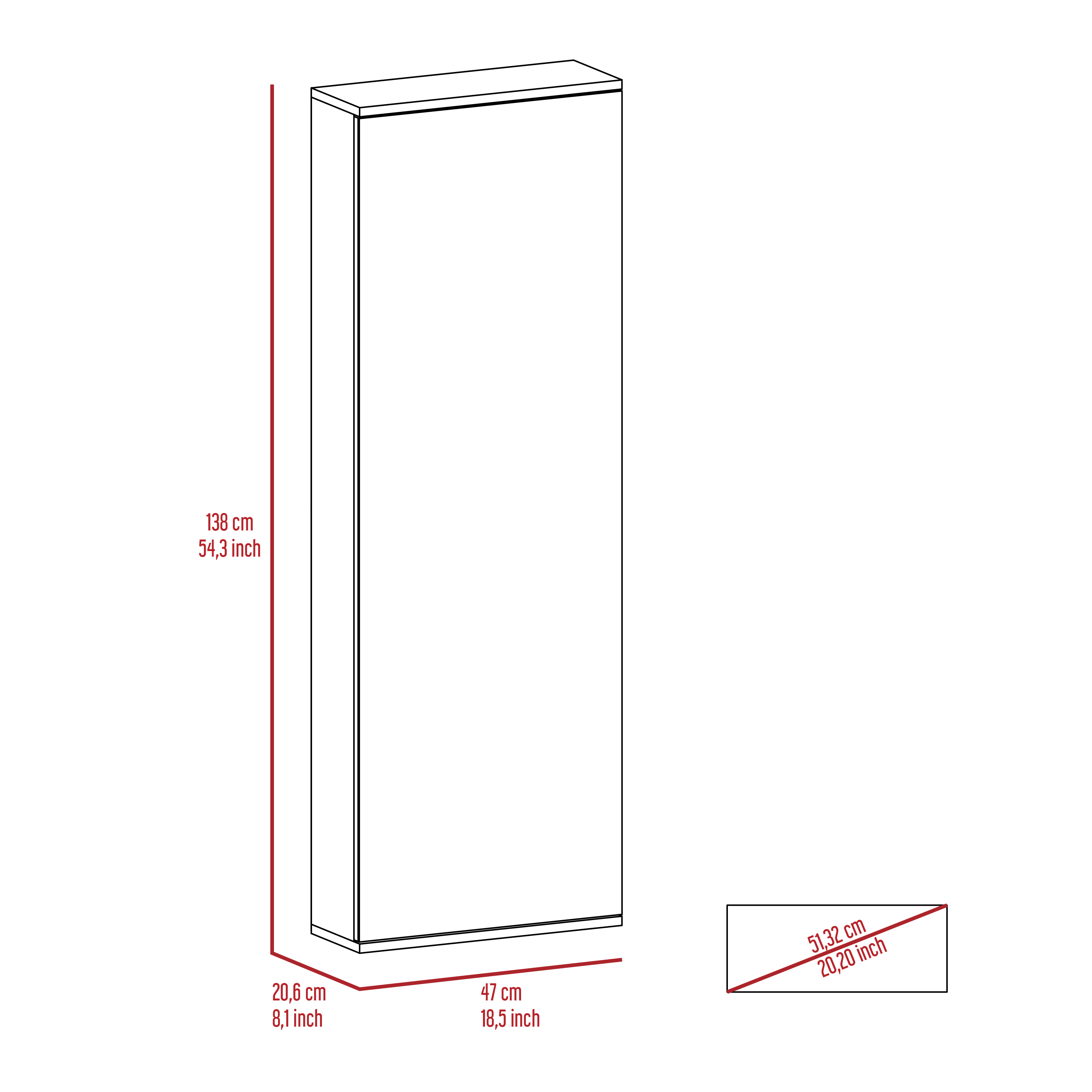 Connecticut Wall Mounted Shoe Rack, Mirror, Five Shelves, Ten Shoes Capacity