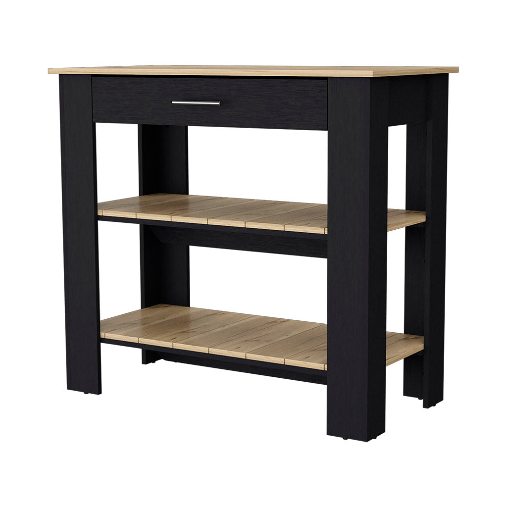 Brooklyn  Kitchen Island, Three Concealed Shelves