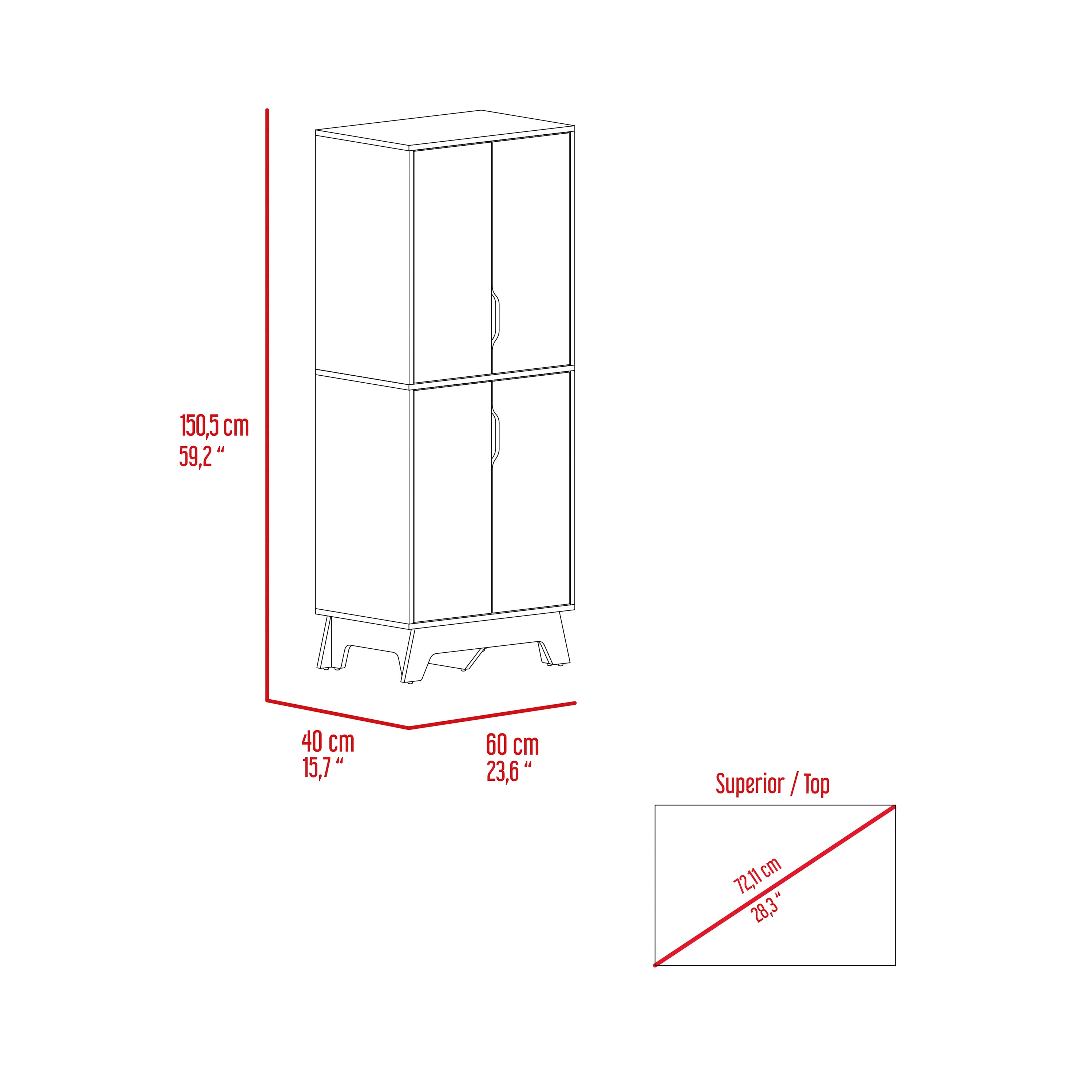 Yuma 150" Wall Cabinet, Two Close Cabinets, Two Open Shelves