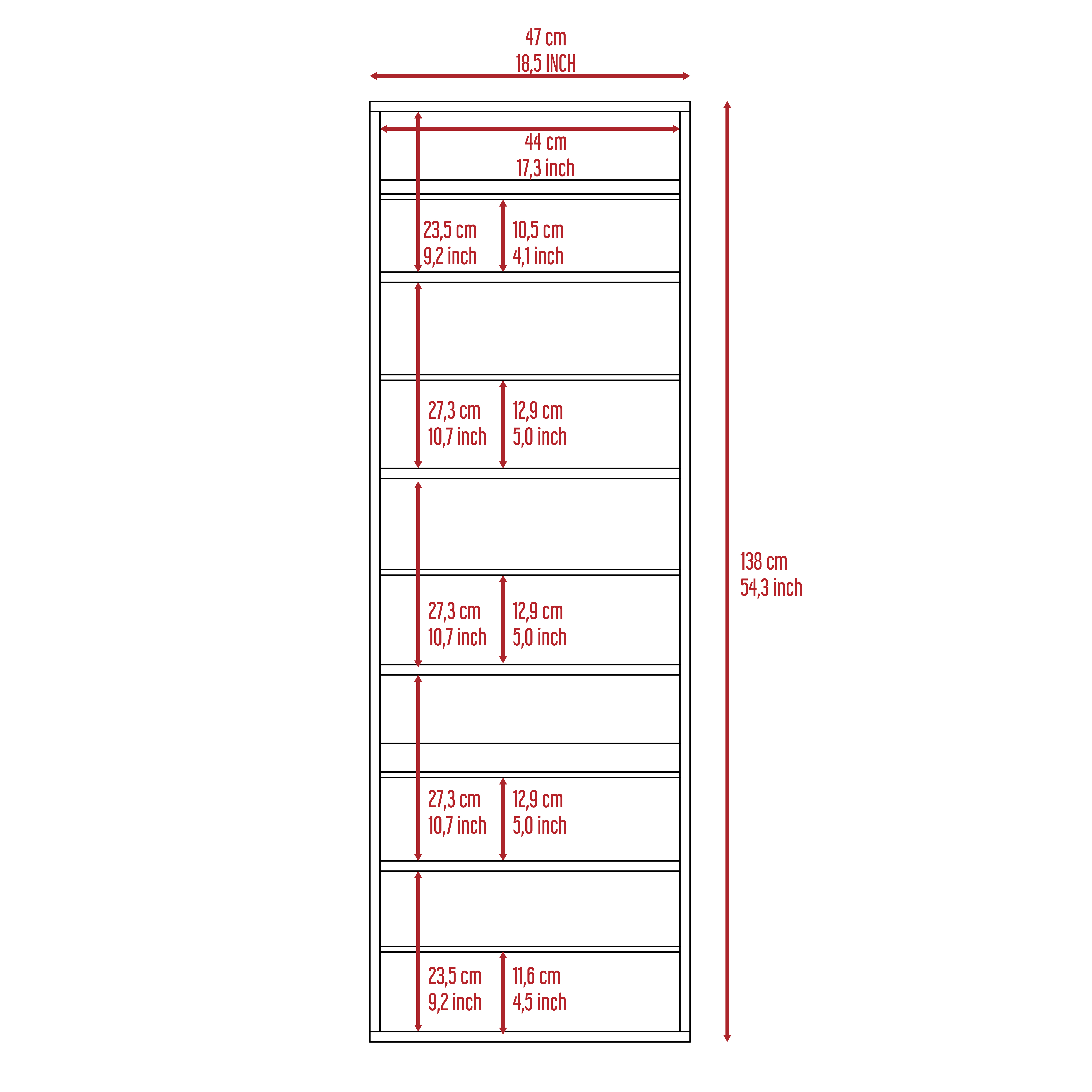 Connecticut Wall Mounted Shoe Rack, Mirror, Five Shelves, Ten Shoes Capacity