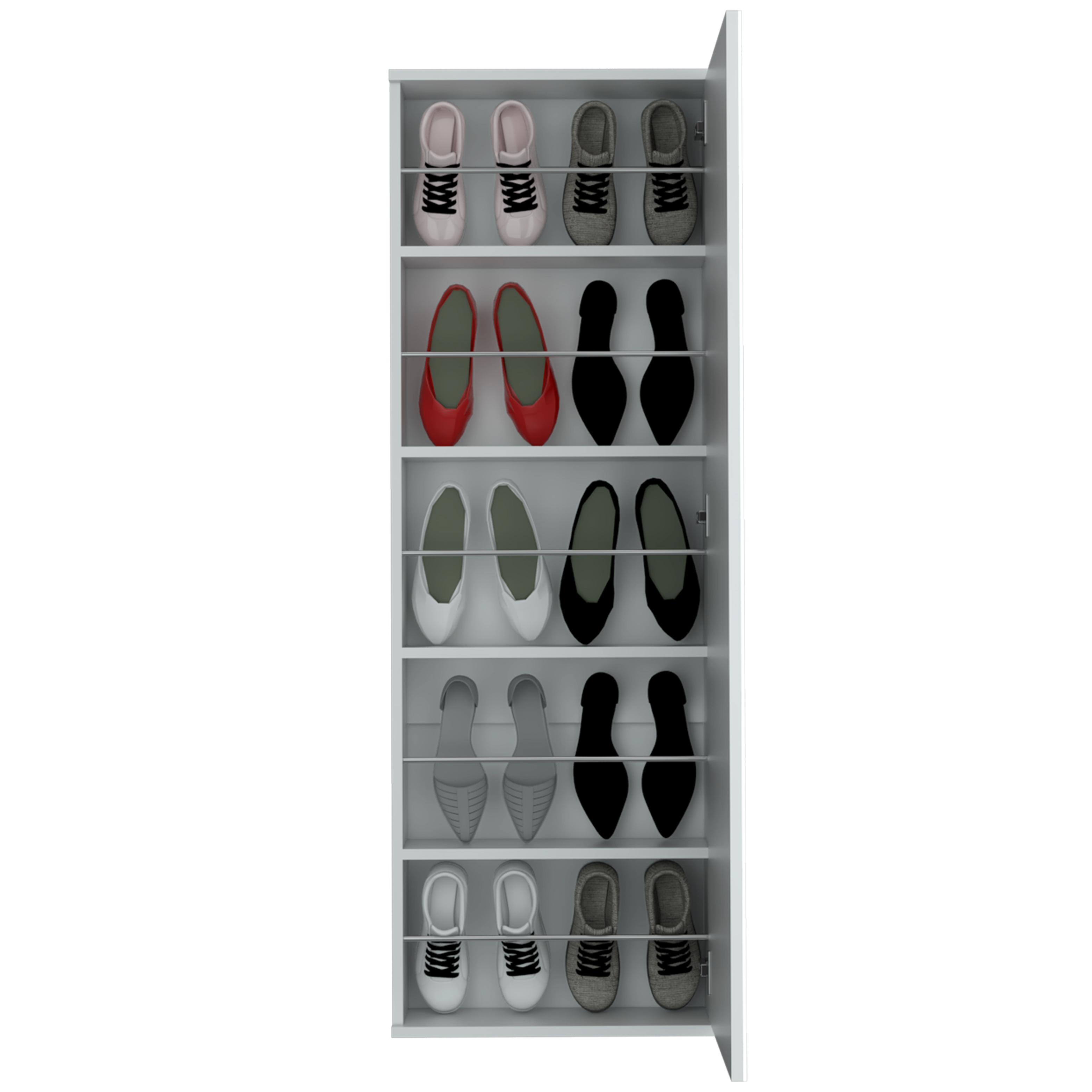 Connecticut Wall Mounted Shoe Rack, Mirror, Five Shelves, Ten Shoes Capacity