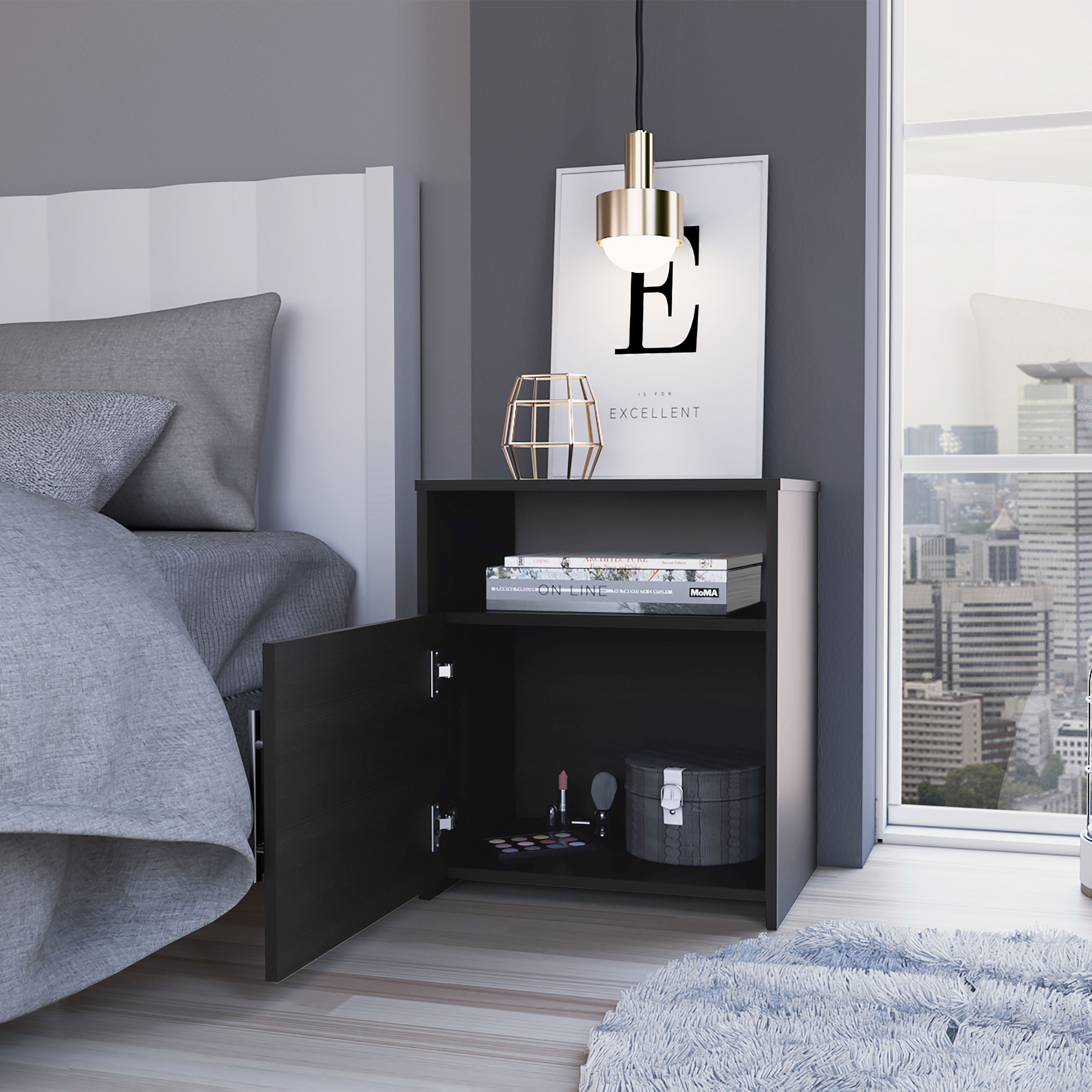 Bristol Nightstand, One Cabinet, Top surface