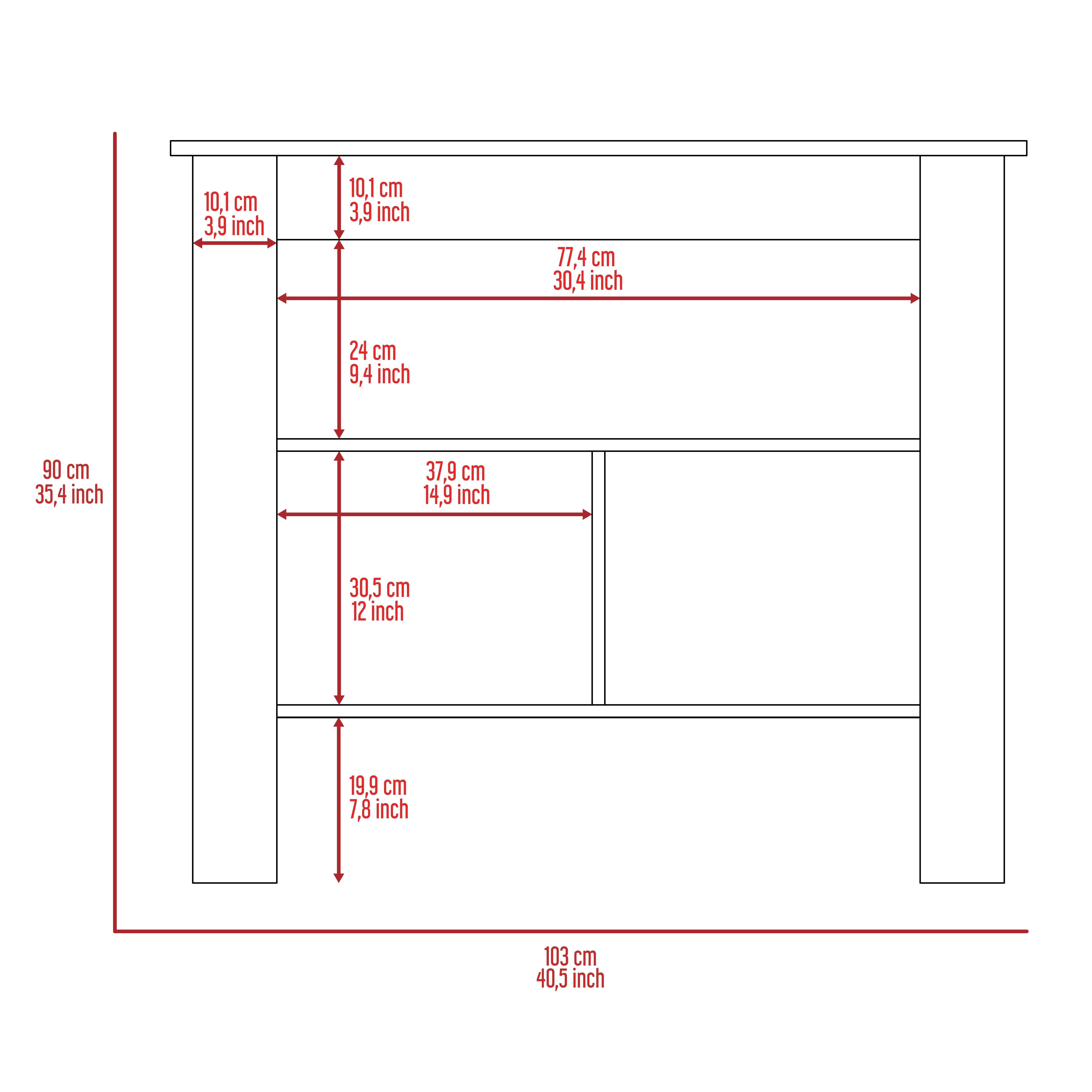 Brooklyn  Kitchen Island, Three Concealed Shelves