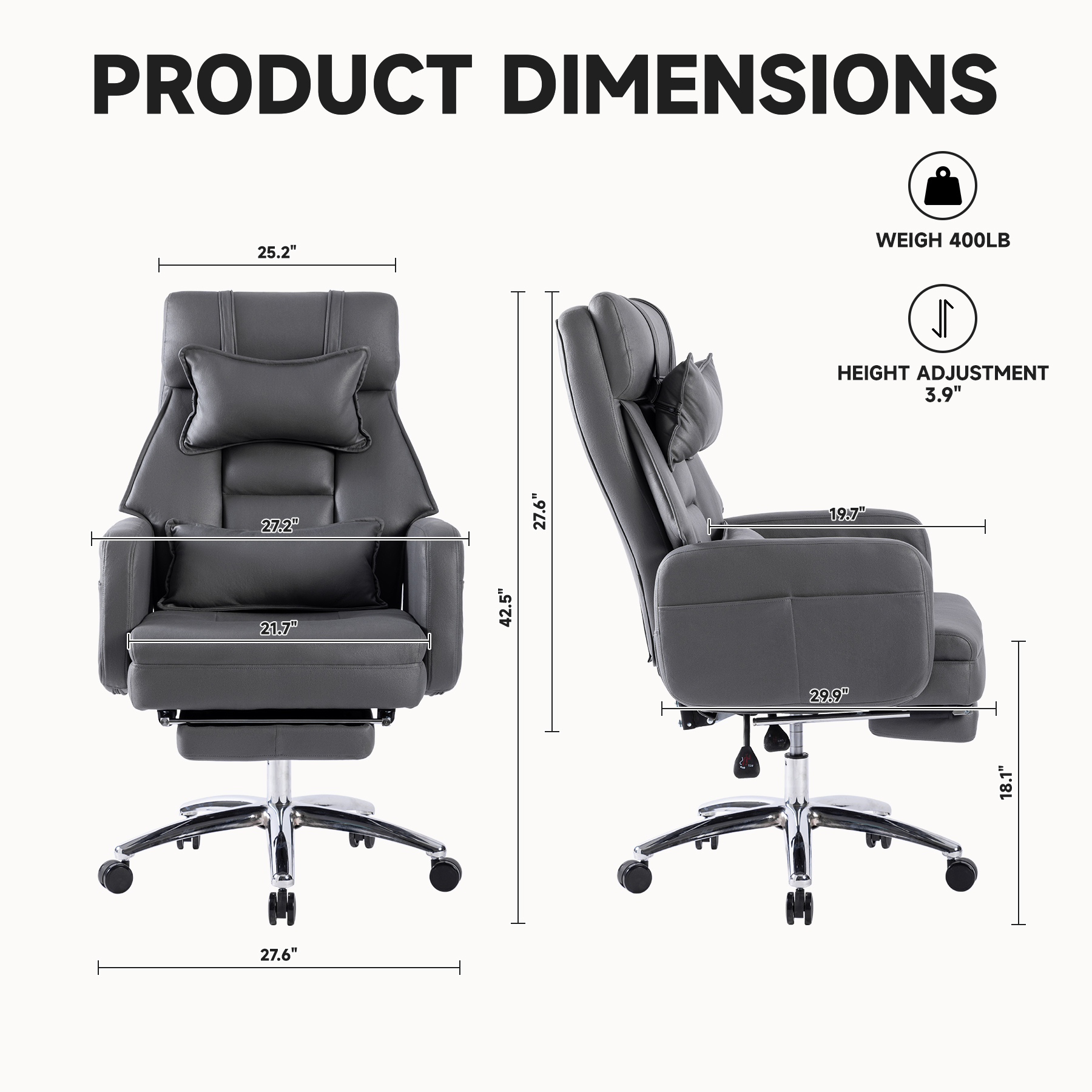 Swivel Ergonomic Office Chair, Technology Leather  High Back Office Chair with Lumbar Support Headrest, Sedentary Comfortable Boss Chair, 155° Reclining Computer Chair (Color : Tan)