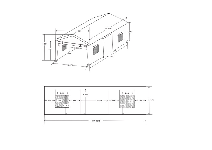 12x20ft  heavy duty outdoor portable garage ventilated canopy carports