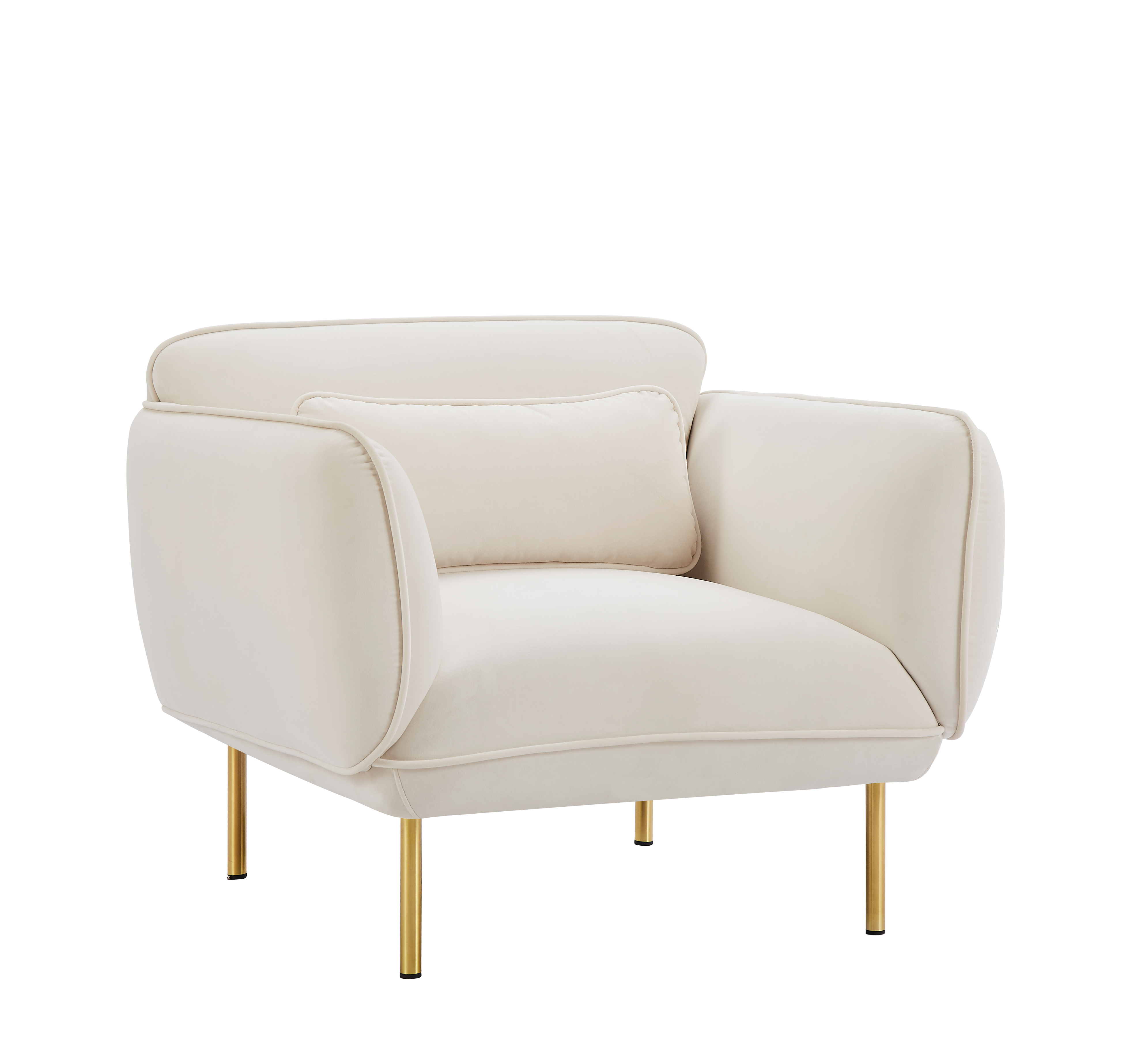 Oversized Living Room Accent Velveta Armchair Upholstered-Single Sofa Chair, Comfy Fabric Armchair with Metal Leg for Bedroom Living Room Apartment, Beige