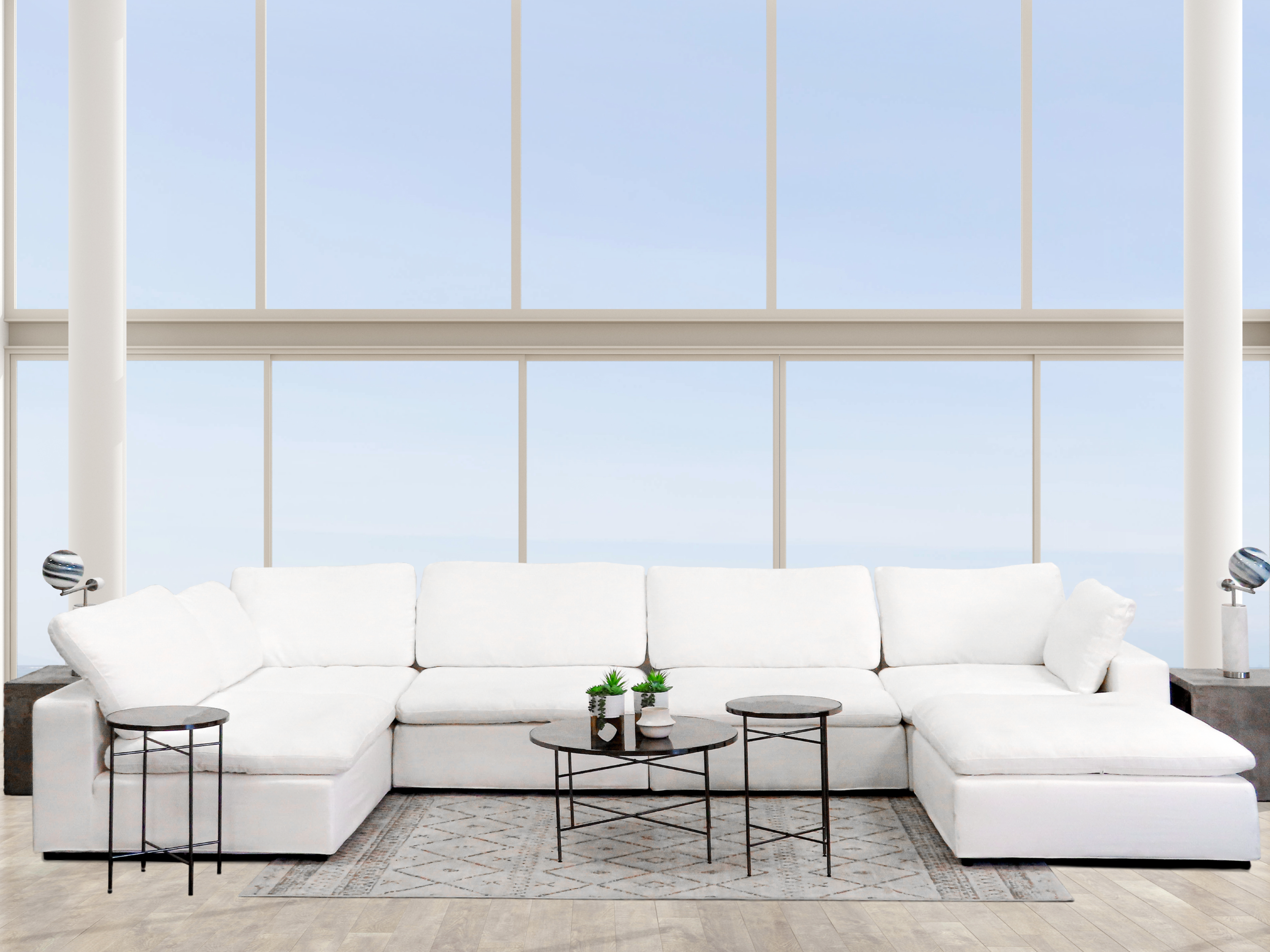 Harper Luxe White Sectional - 6 seat Configuration