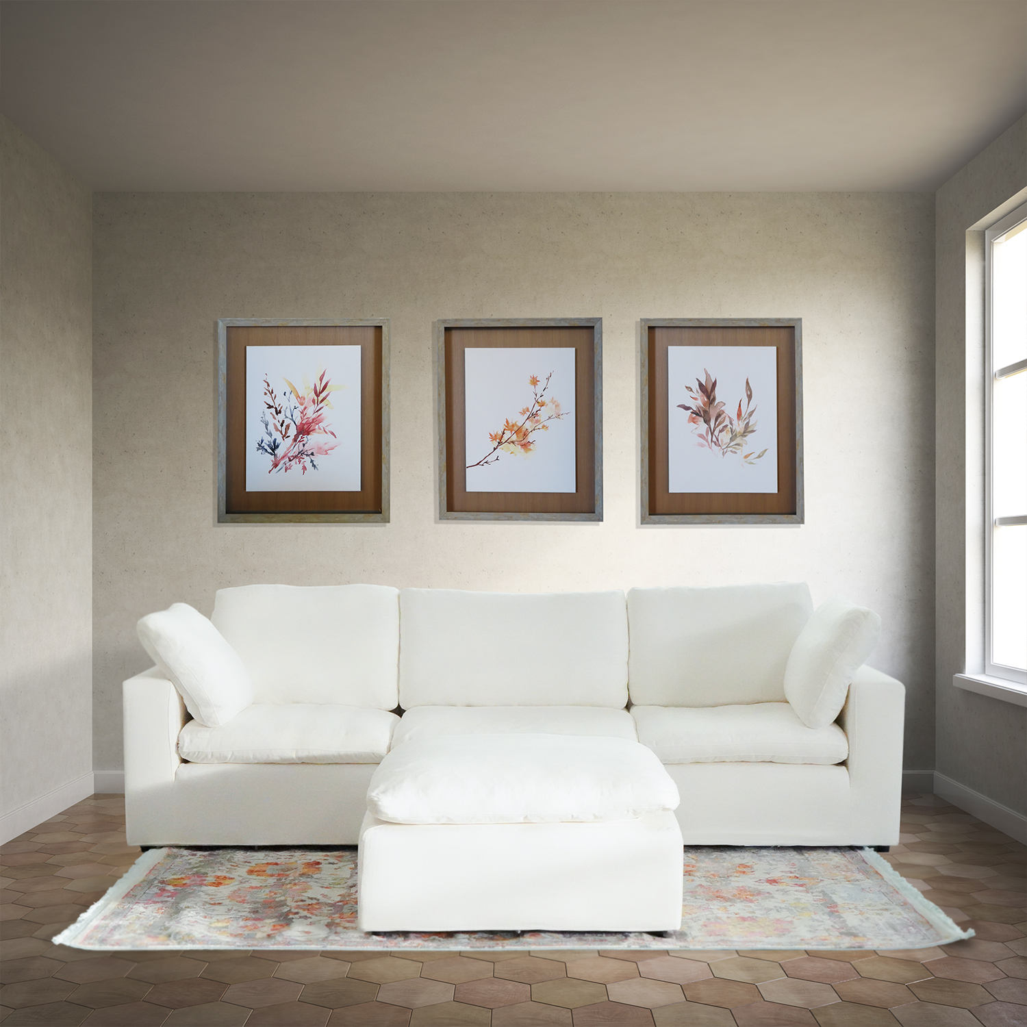 Harper Luxe White Sectional - 4 seat Configuration