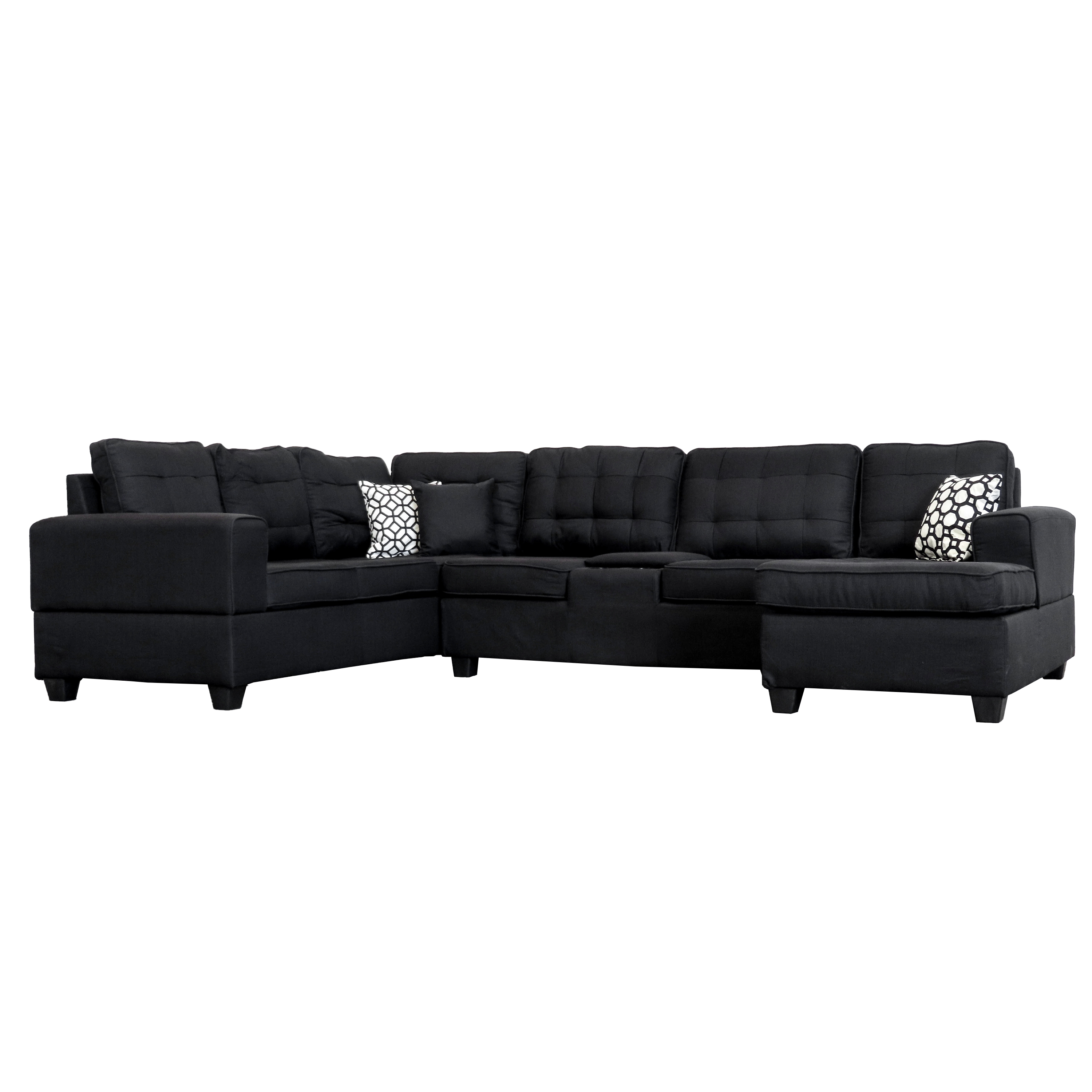 Brigham U-Shaped Sectional Black