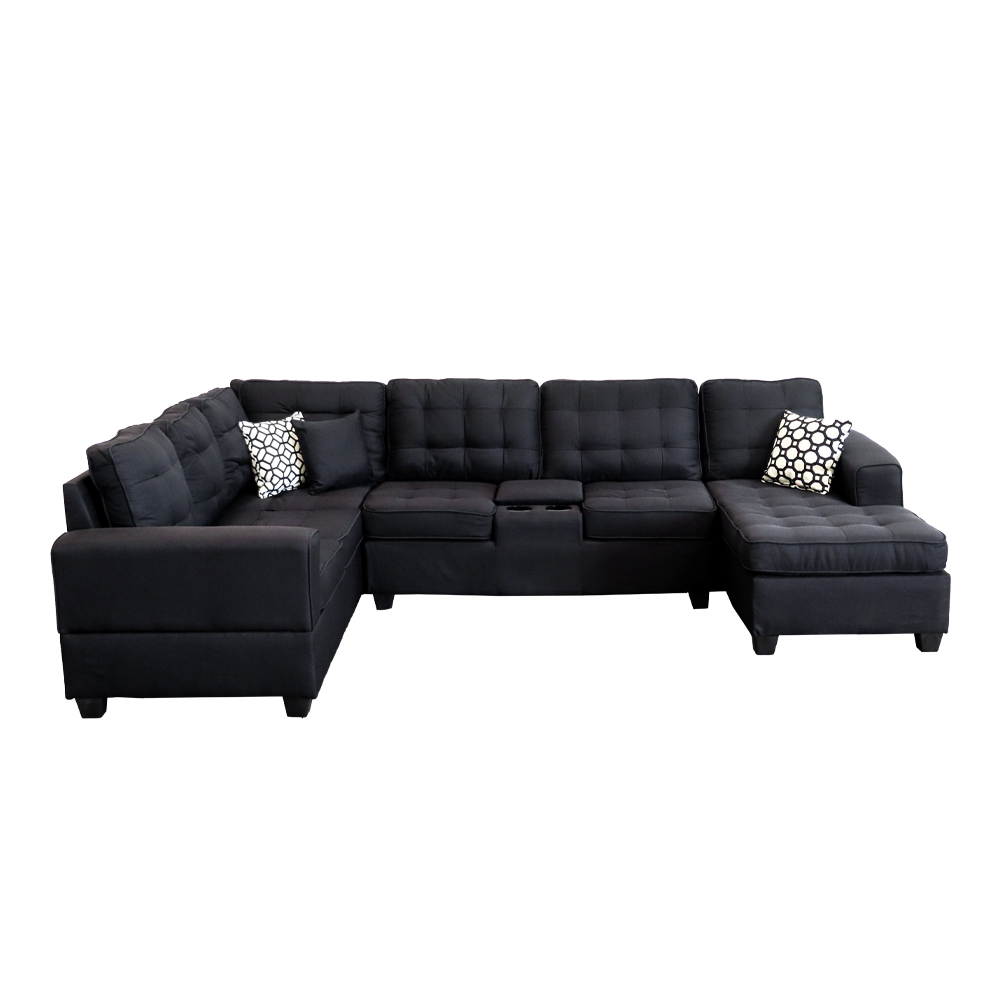 Brigham U-Shaped Sectional Black