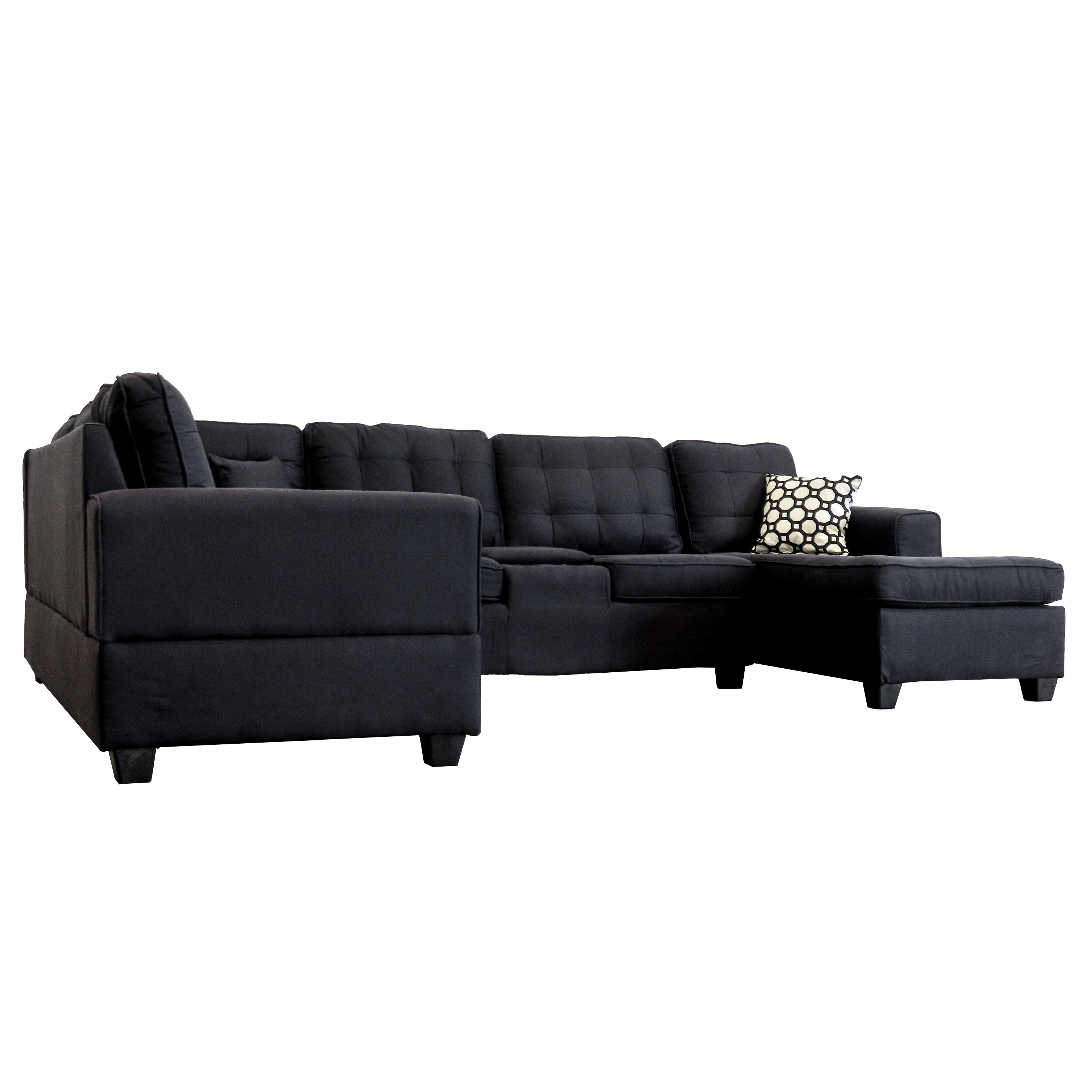 Brigham U-Shaped Sectional Black