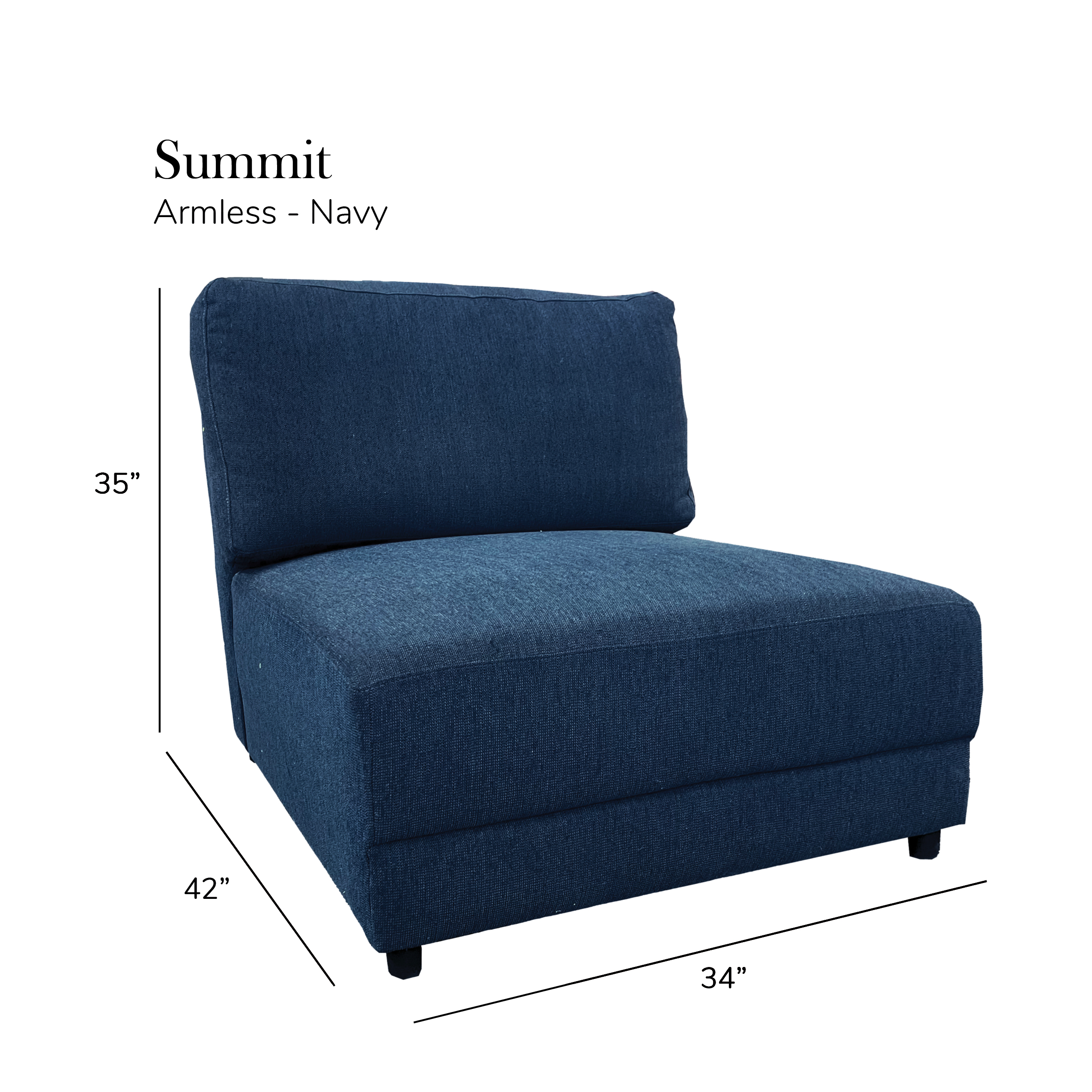 Summit Navy Modular Sectional - 5 Seat Configuration