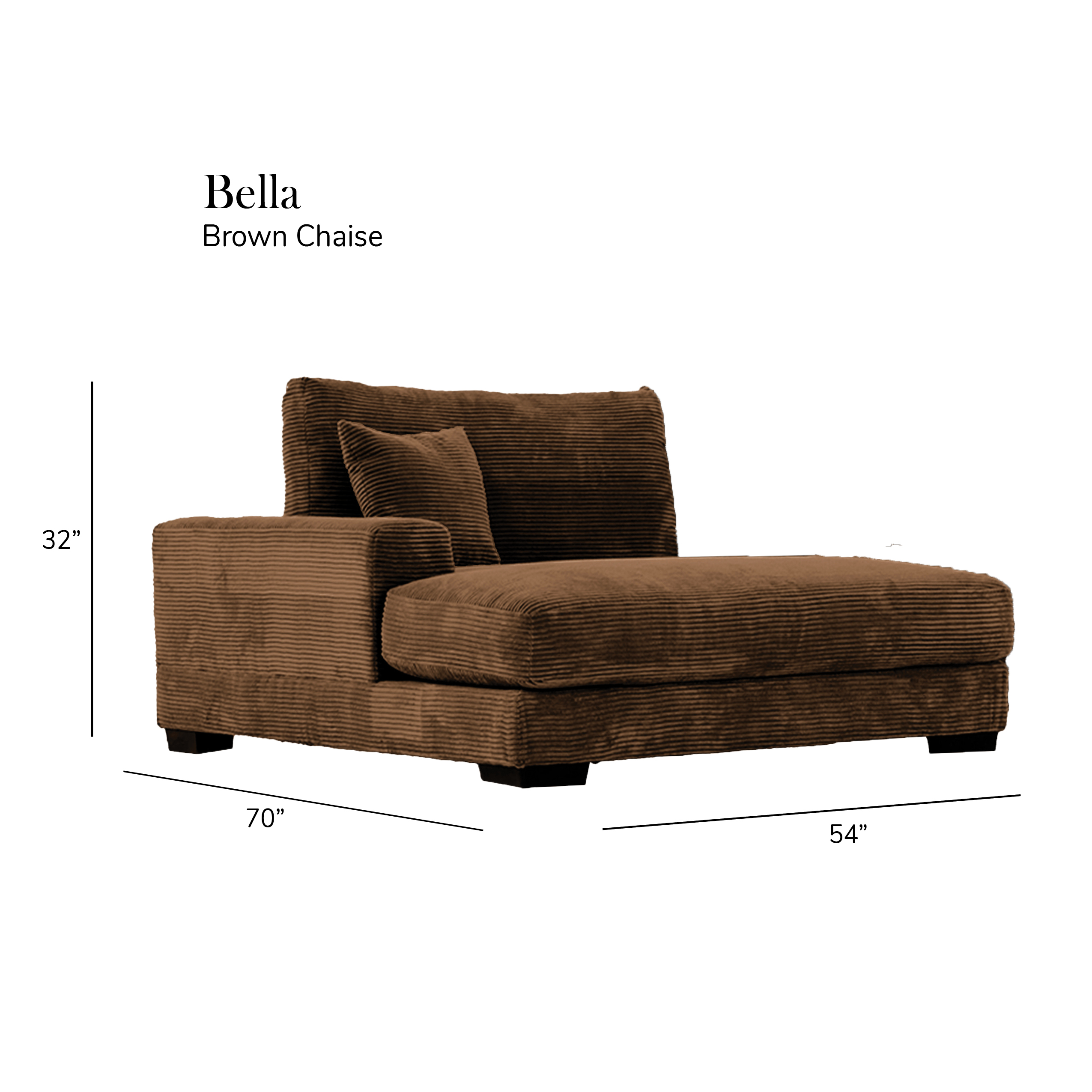 Bella Brown Corduroy Left-Facing 2-piece Sectional