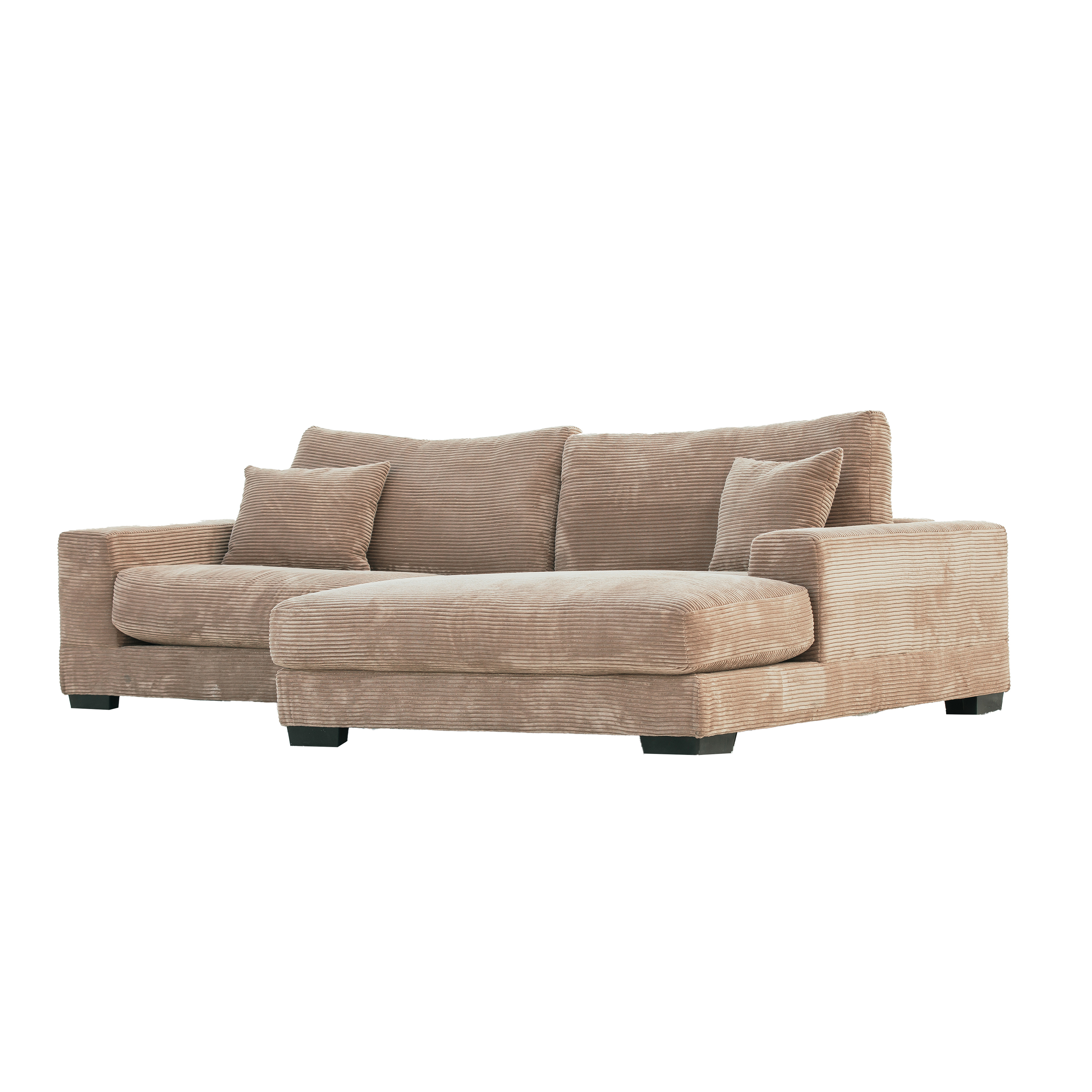 Bella Tan Corduroy Right-Facing 2-piece Sectional