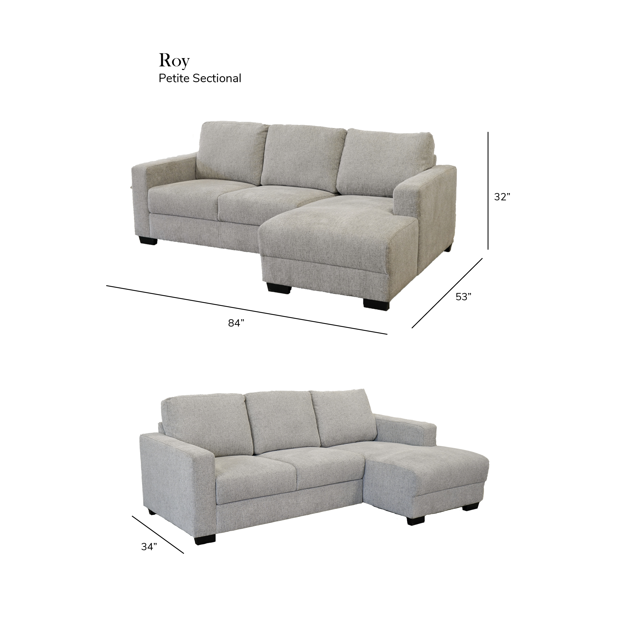 Roy Grey Right Facing Sectional