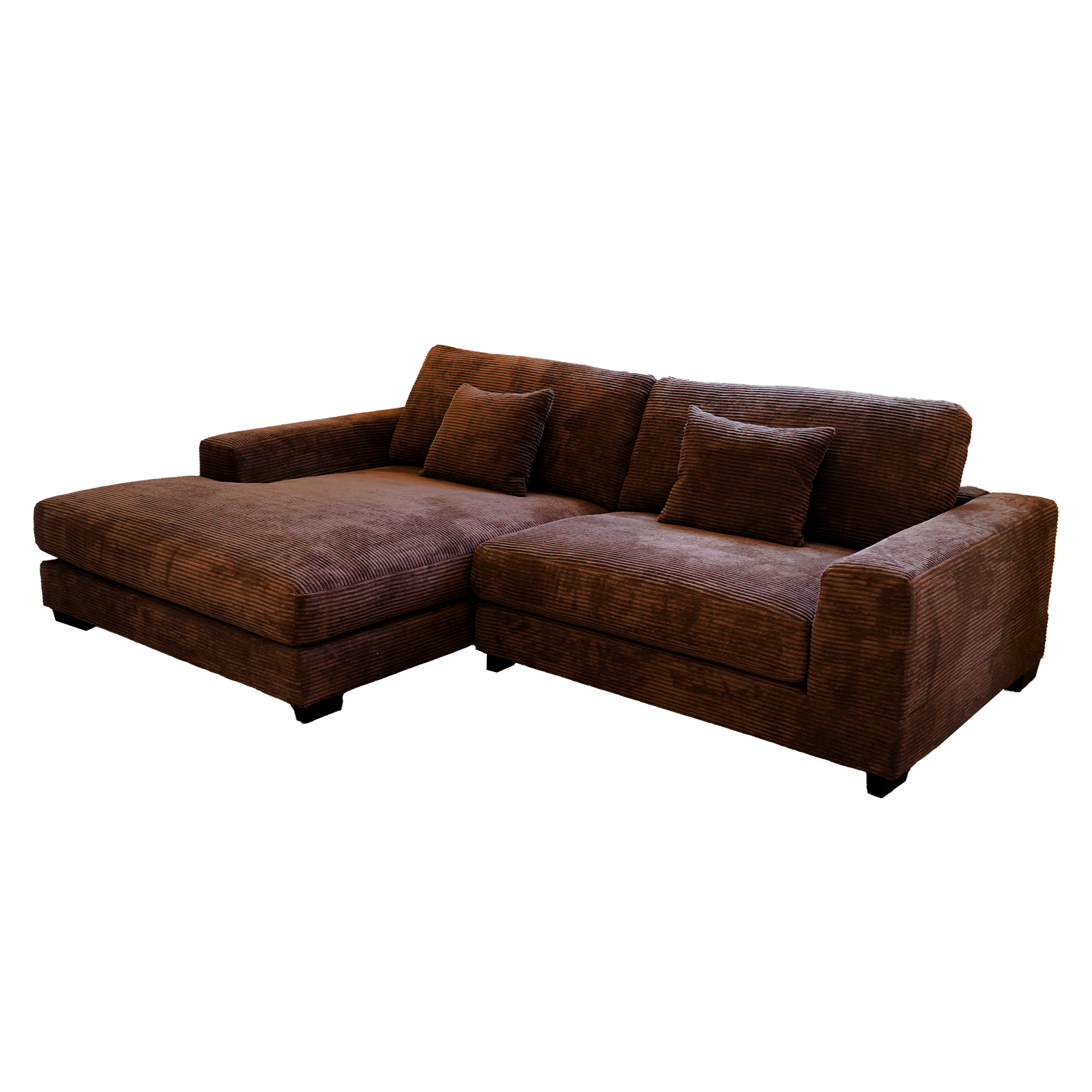 Bella Brown Corduroy Left-Facing 2-piece Sectional