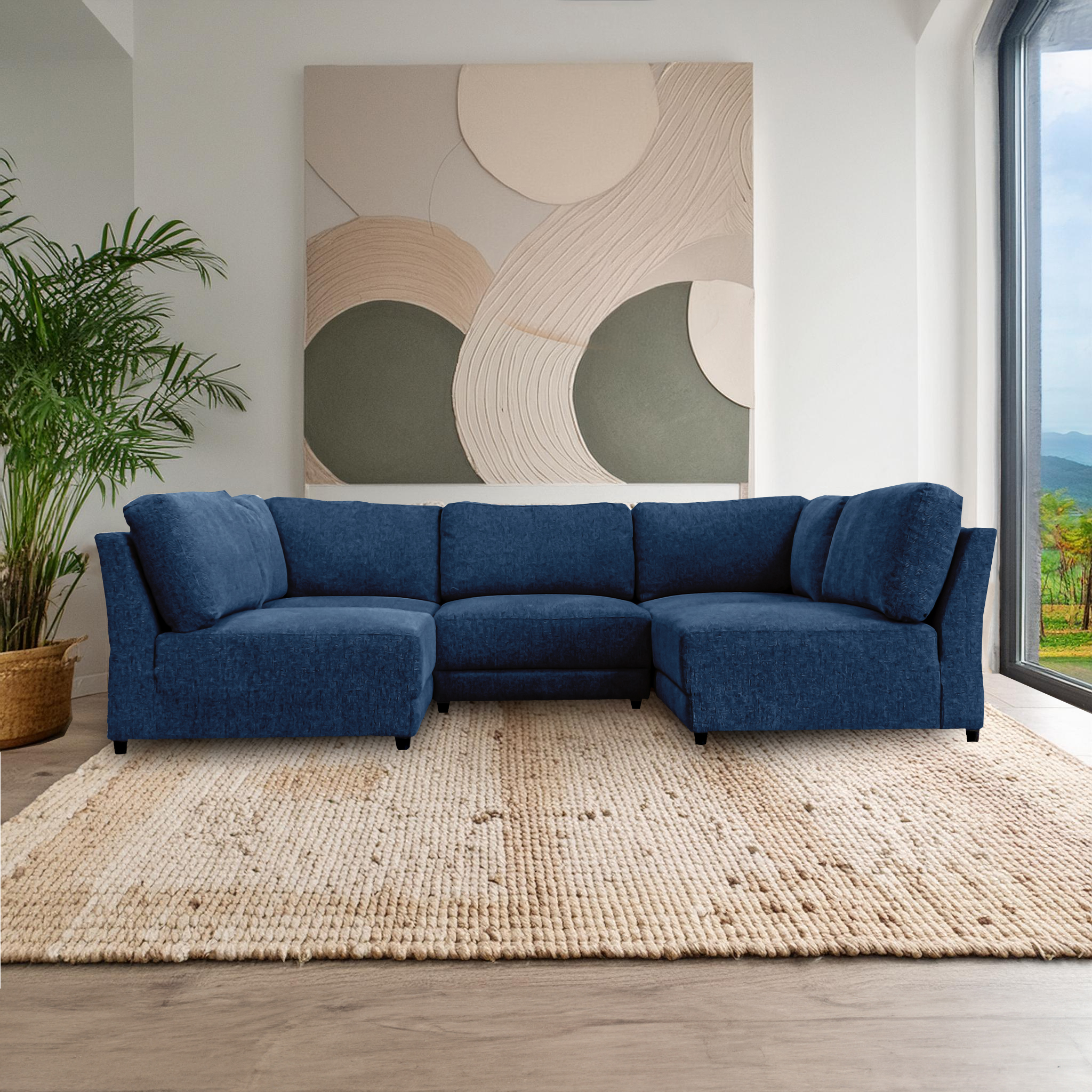 Summit Navy Modular Sectional - 5 Seat Configuration