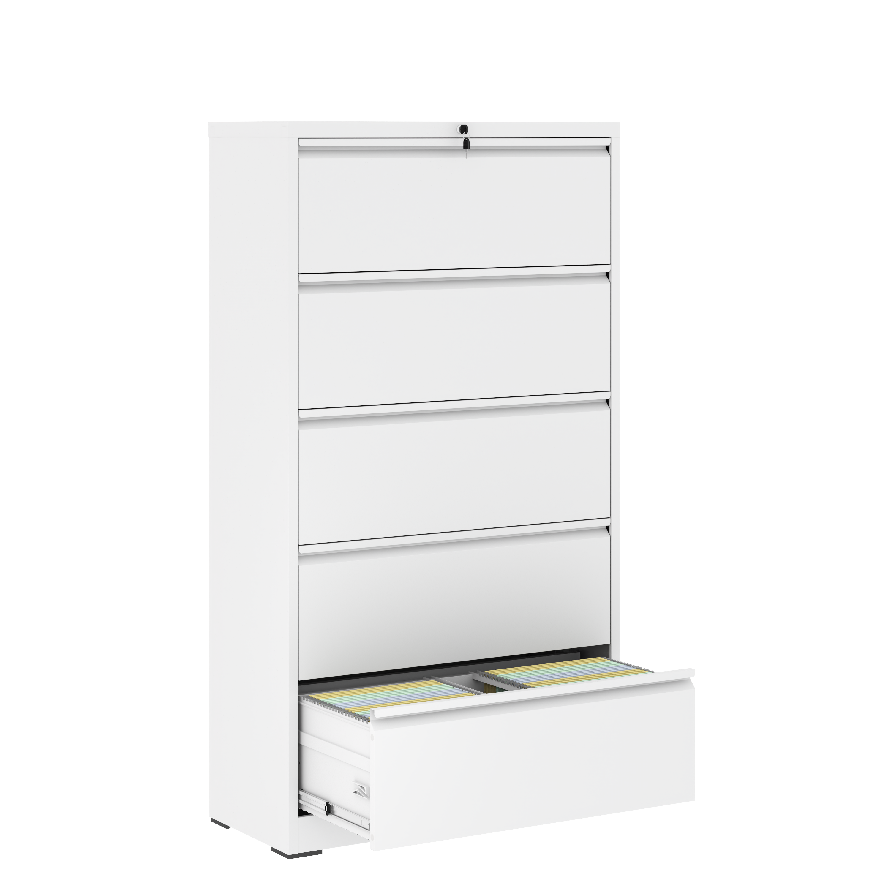 5 Drawer Metal Lateral File Cabinet , White Filing Cabinet with Lock, Lockable File Cabinet for Home Office, Locking Metal File Cabinet for Legal/Letter/A4/F4 Size