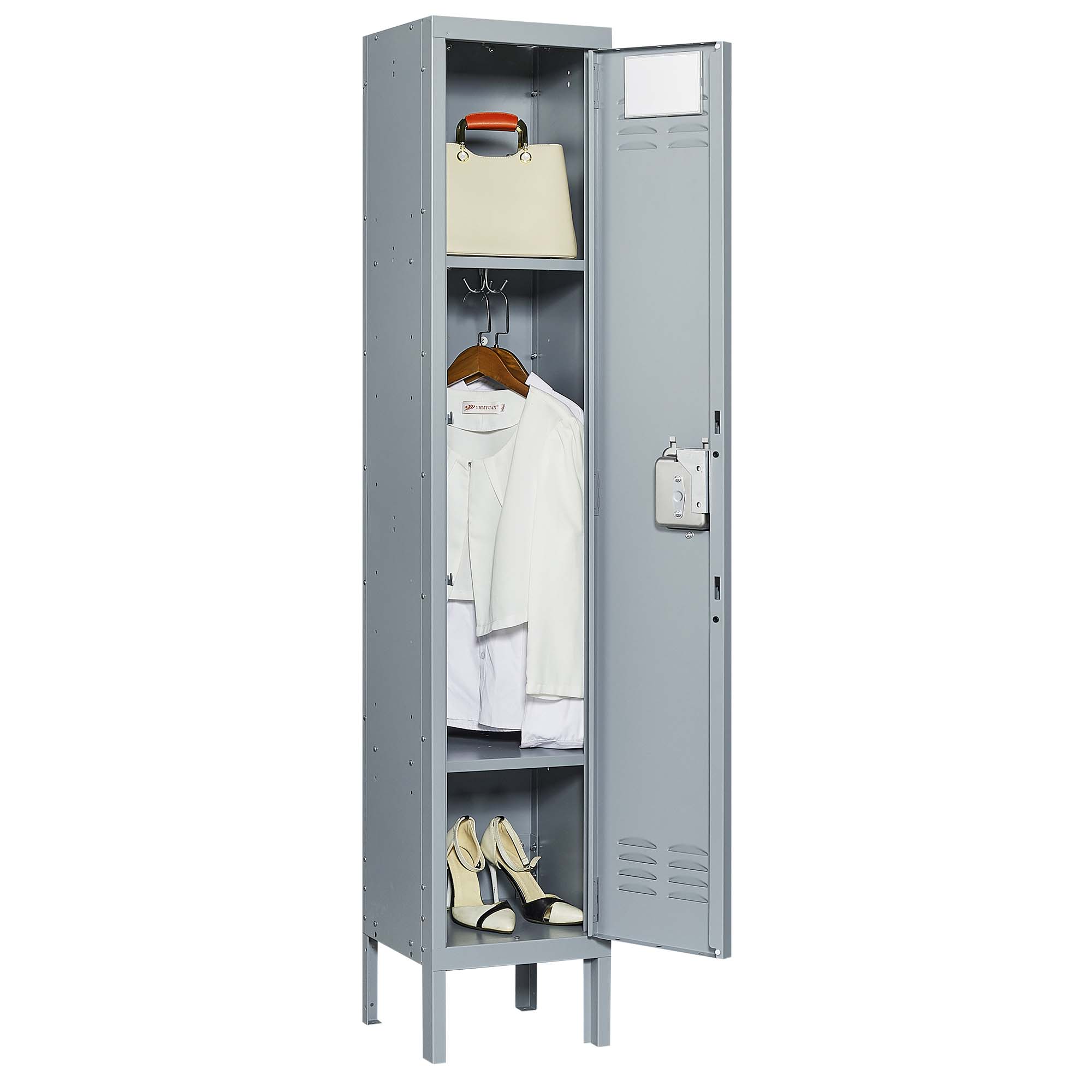 1 Door 66"H Metal Lockers With Lock for Employees,Storage Locker Cabinet  for Home Gym Office School Garage,Gray