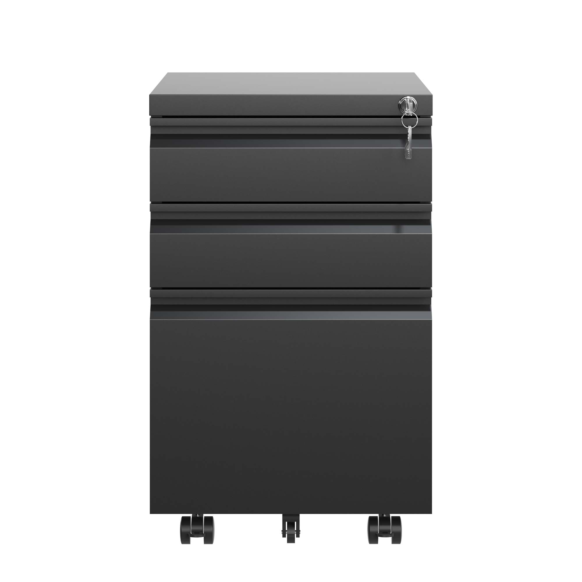 3 Drawer Mobile File Cabinet with Lock,Metal Filing Cabinets for Home Office Organizer Letters/Legal/A4,Fully Assembled,Black