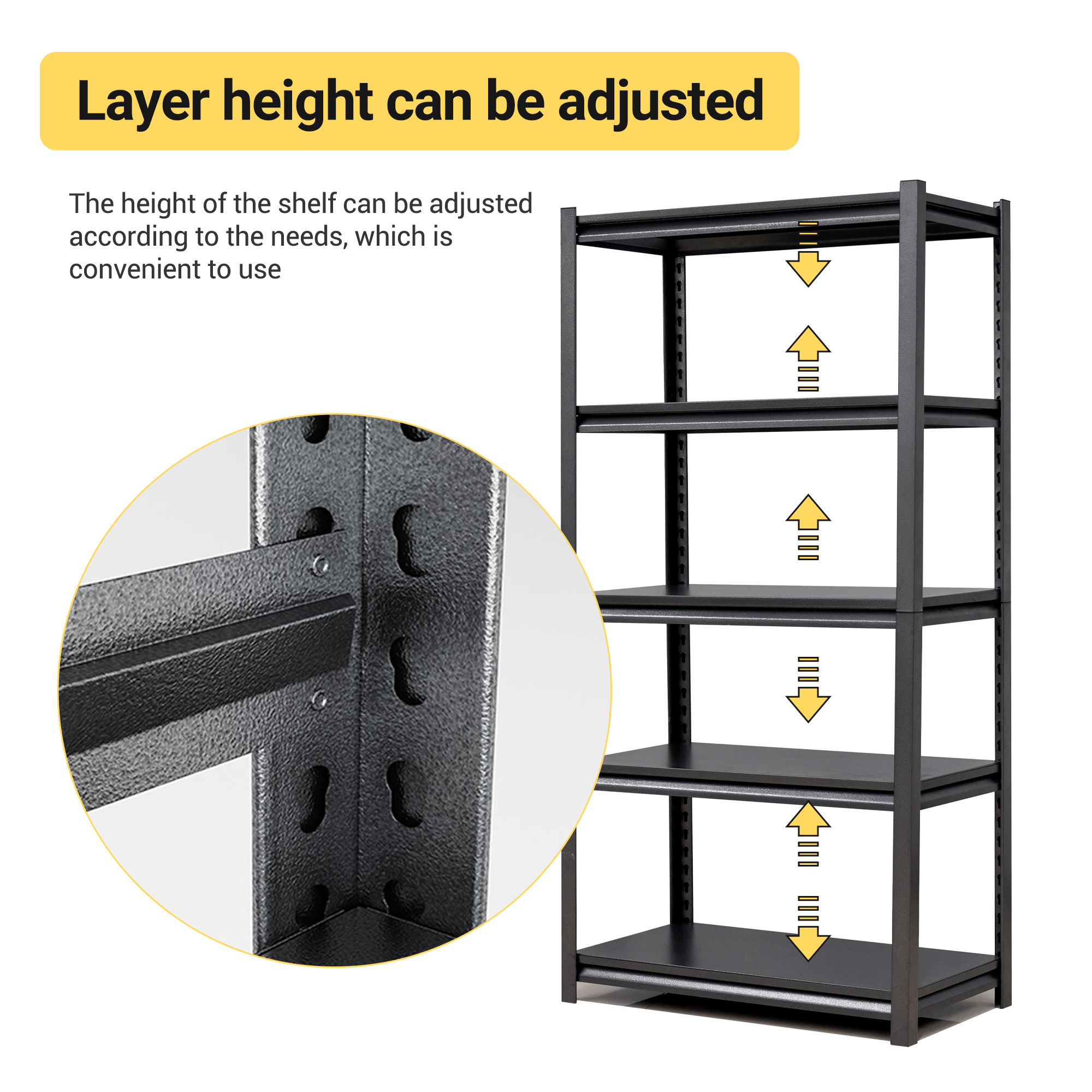 72"H  5 Tier Metal Shelves for Storage Garage Shelving 2000LBS Heavy Duty Storage Shelves Adjustable Garage Shelf Industrial Shelving Unit Storage Utility Rack,35.4"W*15.7"D*72"H,Black