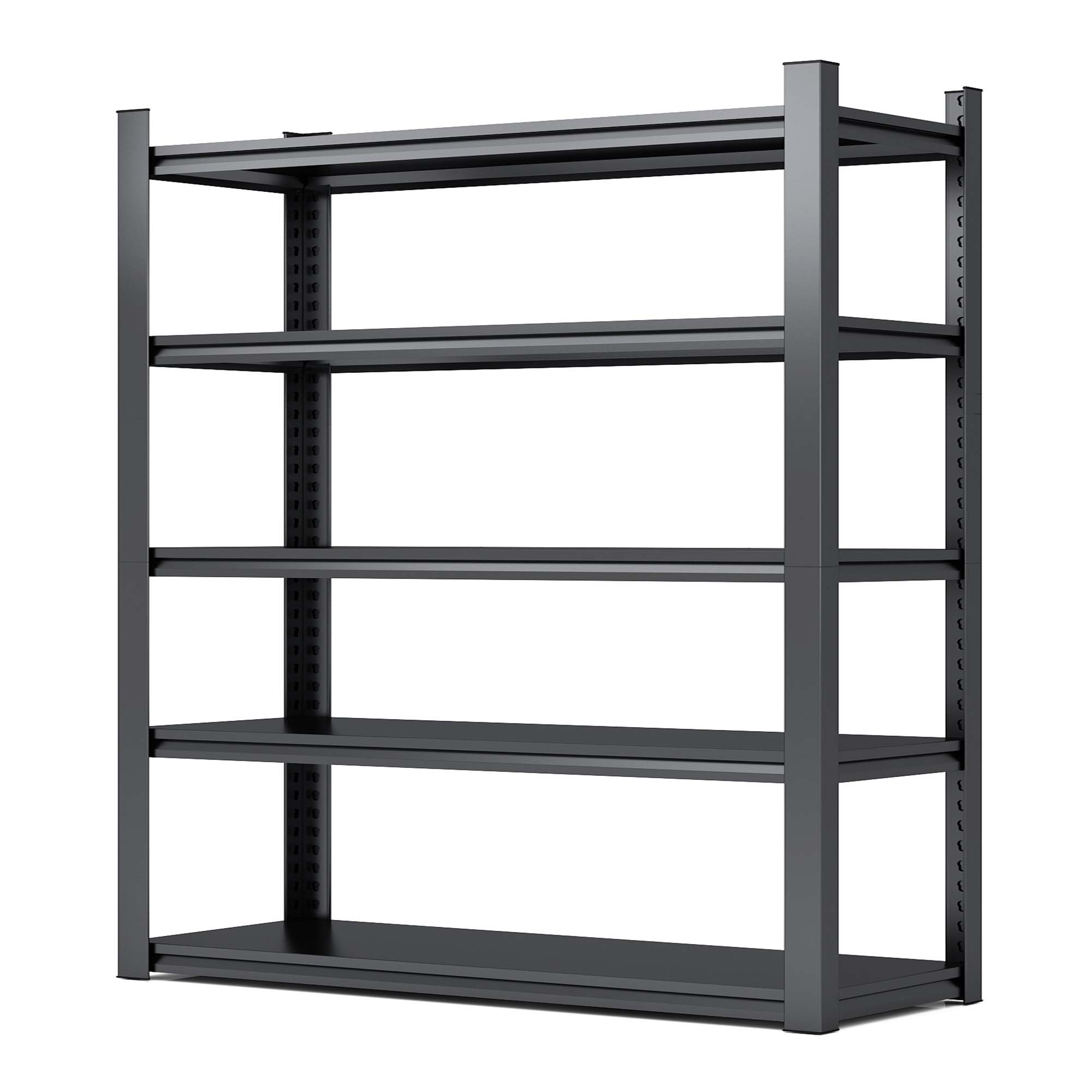 78"H  5 Tier Metal Shelves for Storage Garage Shelving 2000LBS Heavy Duty Storage Shelves Adjustable Garage Shelf Industrial Shelving Unit Storage Utility Rack,47.2"W*18"D*78"H,Black