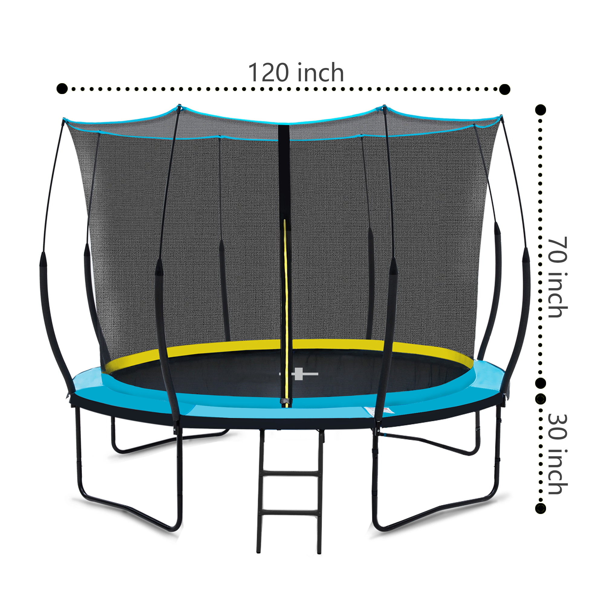 YC 10FT Recreational Trampolines with Enclosure for Kids and Adults with Patented Fiberglass Poles Pumpkin  - Blue