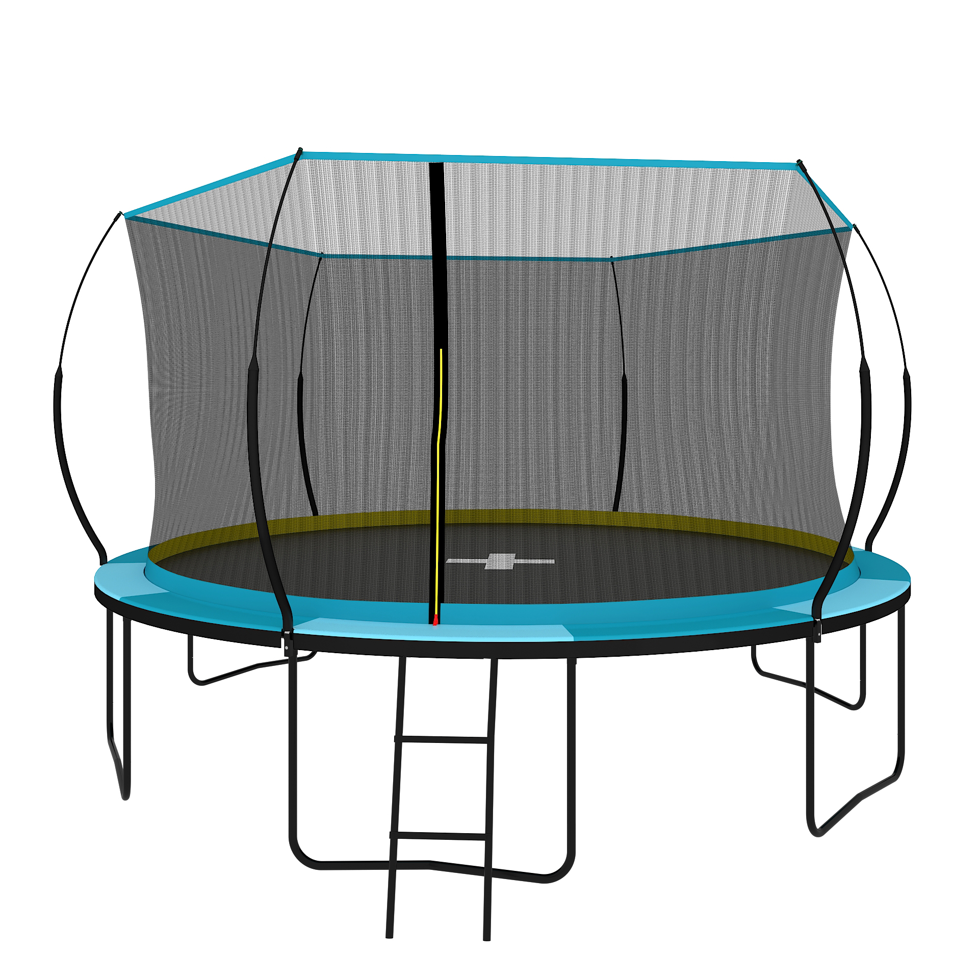 YC 14FT Recreational Trampolines with Enclosure for Kids and Adults with Patented Fiberglass Curved Poles  Pumpkin-Blue