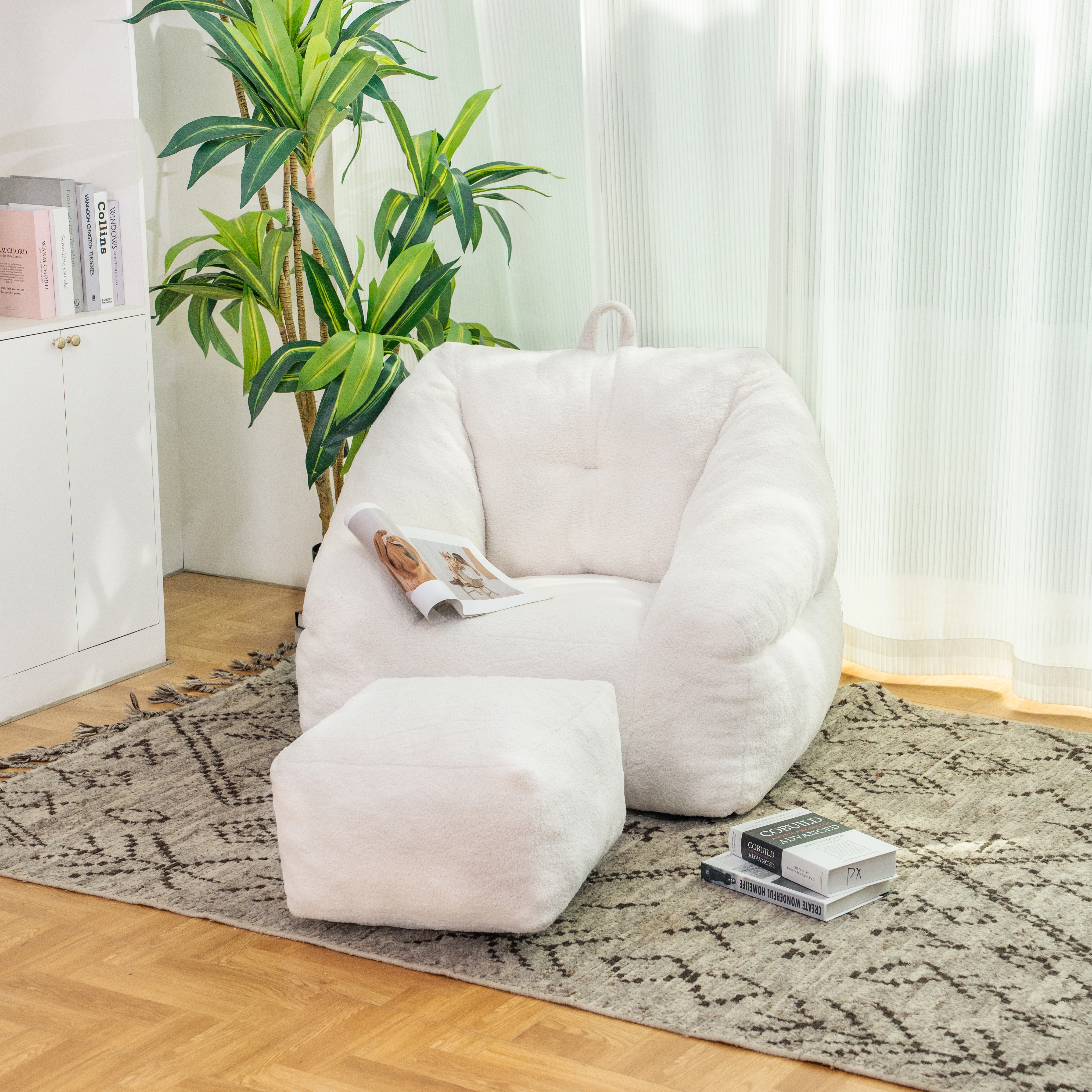 Bean Bag Chair with Filler, Bean Bag Sofa with Tufted Soft Stuffed Filling, Fluffy and Lazy Sofa, Comfy Cozy BeanBag Chairs with Memory Foam for Dorm, Apartment, Living Room