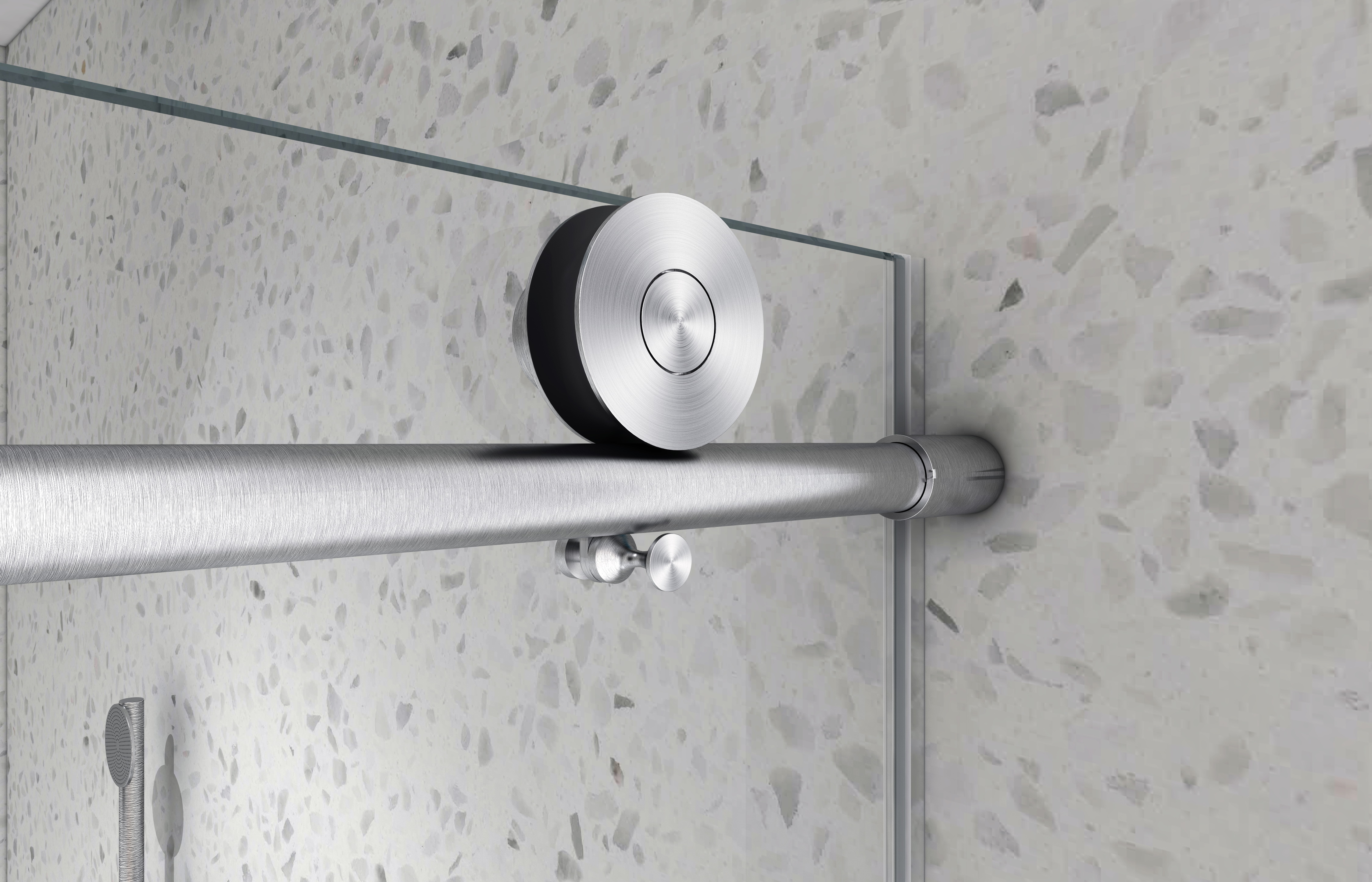 6063 Matte Black frameless one fixed and one shifted Shower Door, 70MM 304 stainless steel large pulleys with adjustable soft closing function,with nano easy cleaning,stick explosion-proof menbrance