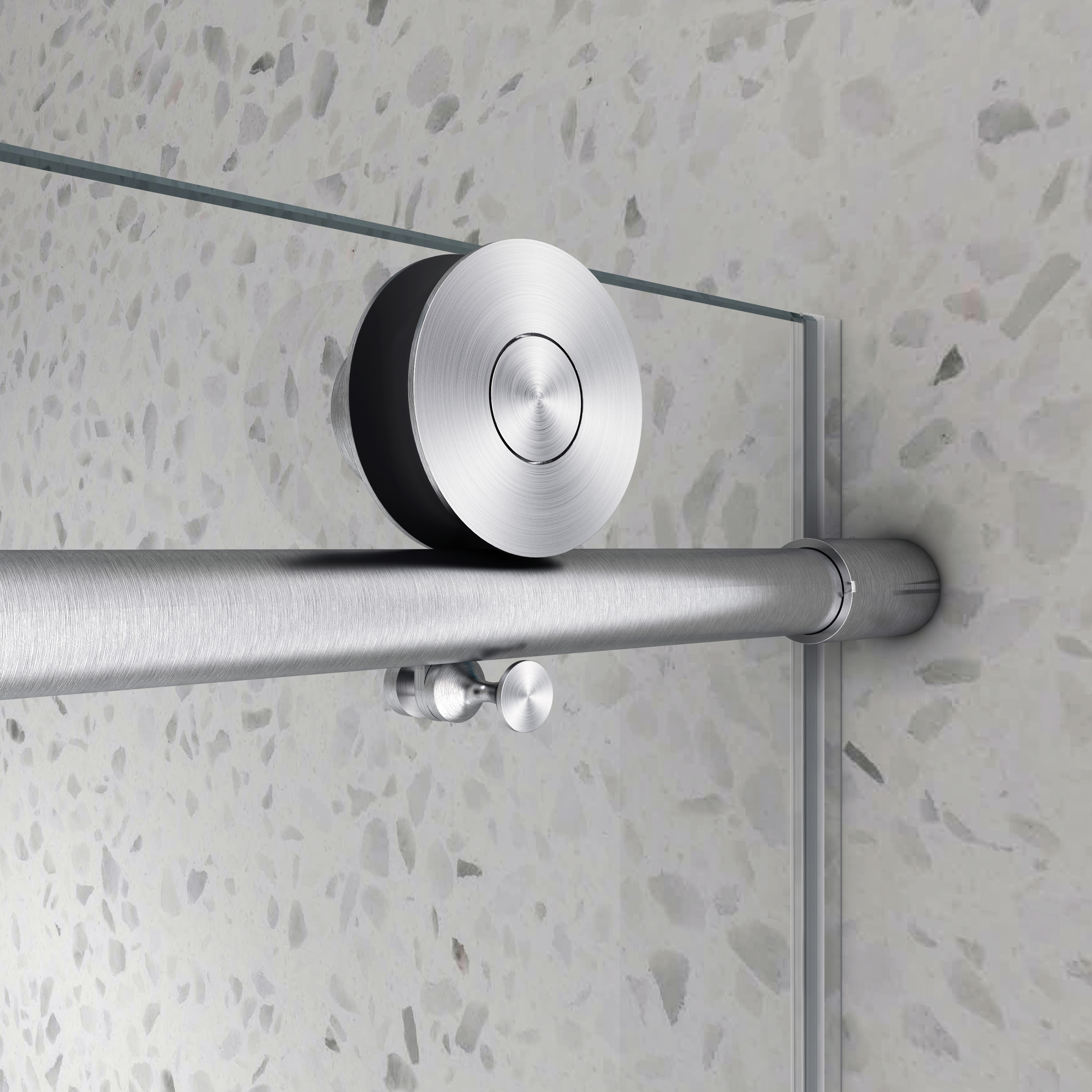 6063 Brushed Nickel frameless one fixed and one shifted Shower Door,70MM 304 stainless steel large pulleys with adjustable soft closing function,with nano easy cleaning,stick explosion-proof menbrance