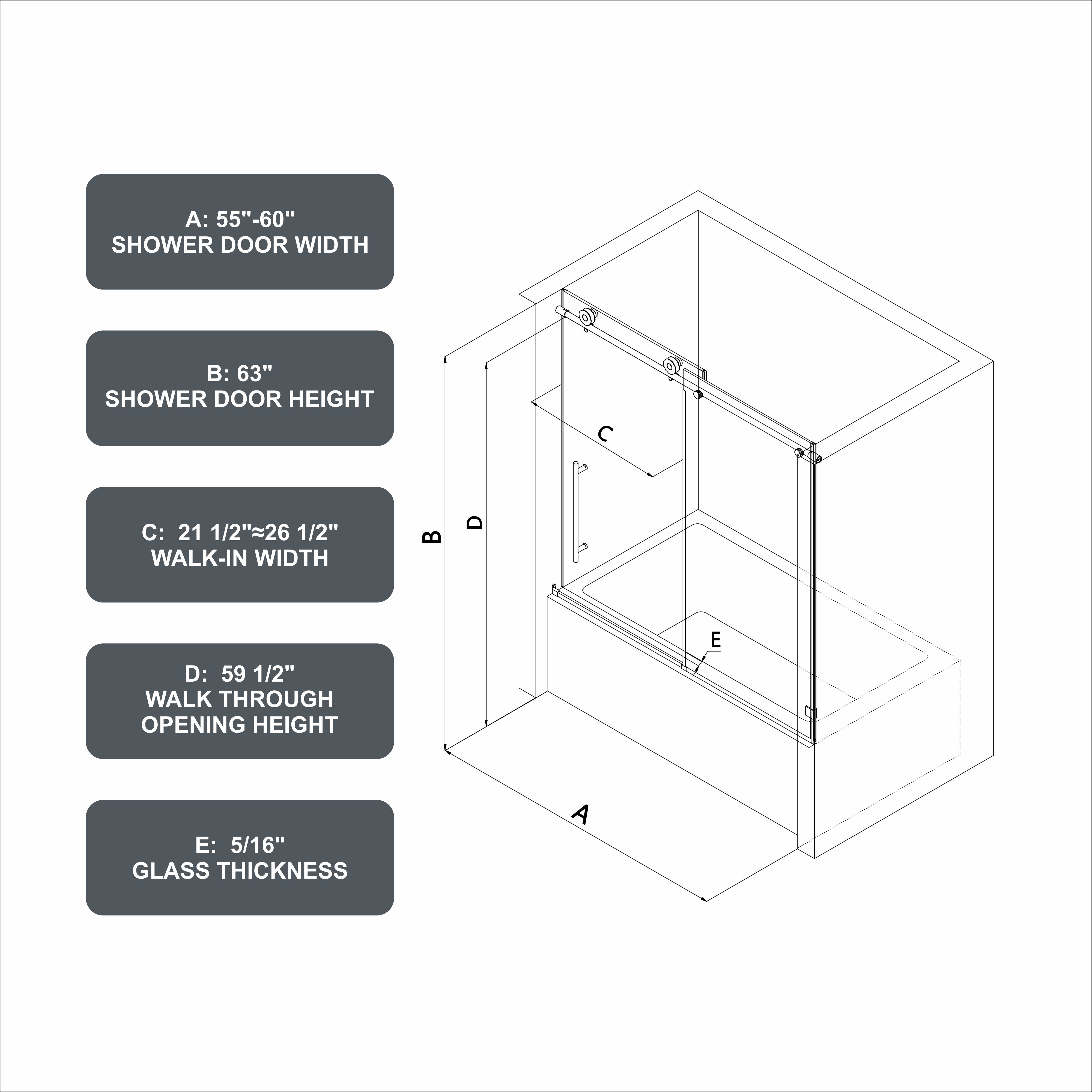 6063 Brushed Nickel frameless one fixed and one shifted Shower Door,70MM 304 stainless steel large pulleys with adjustable soft closing function,with nano easy cleaning,stick explosion-proof menbrance