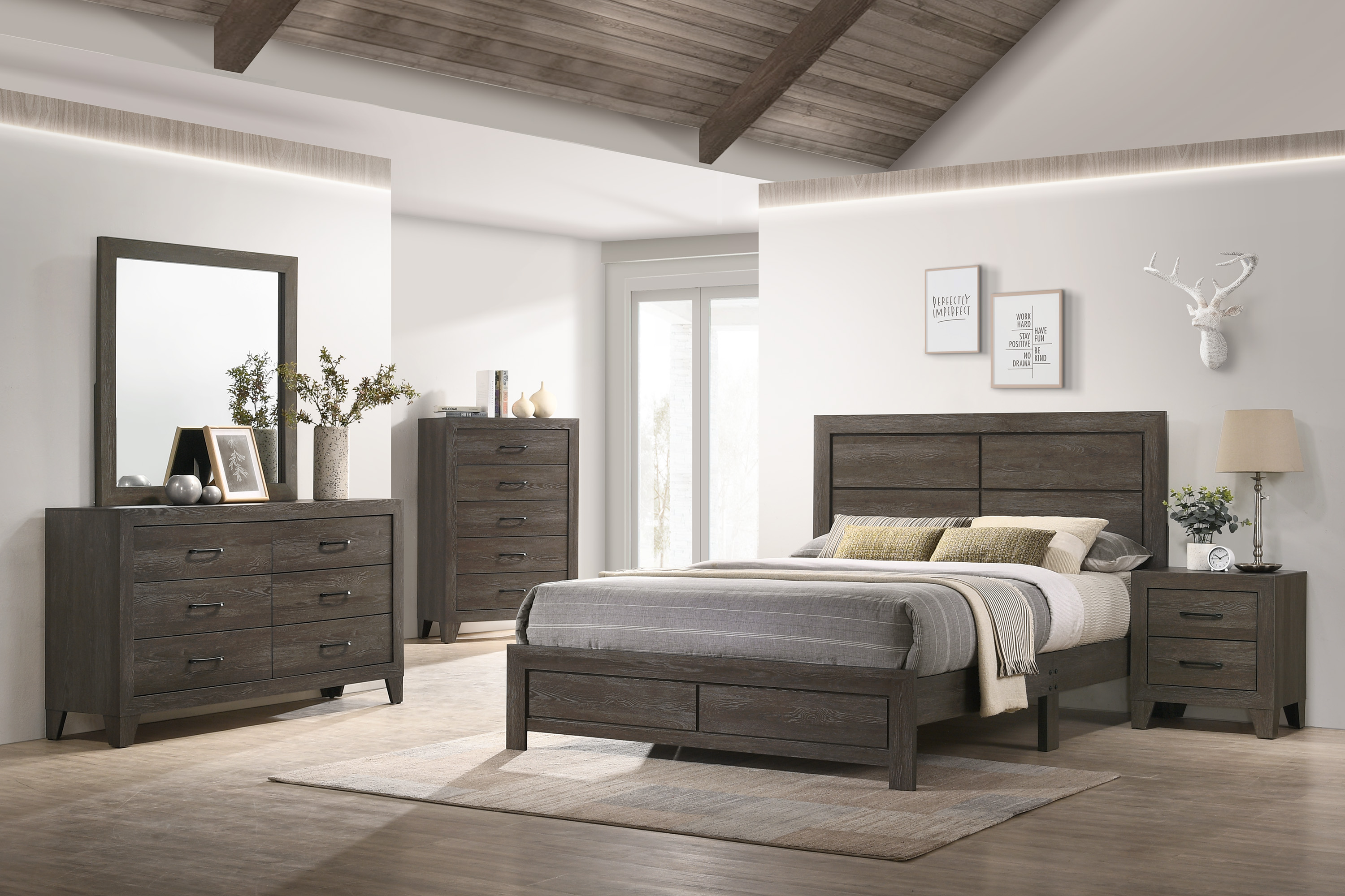 Hopkins - Queen Bed In One Box - Brown