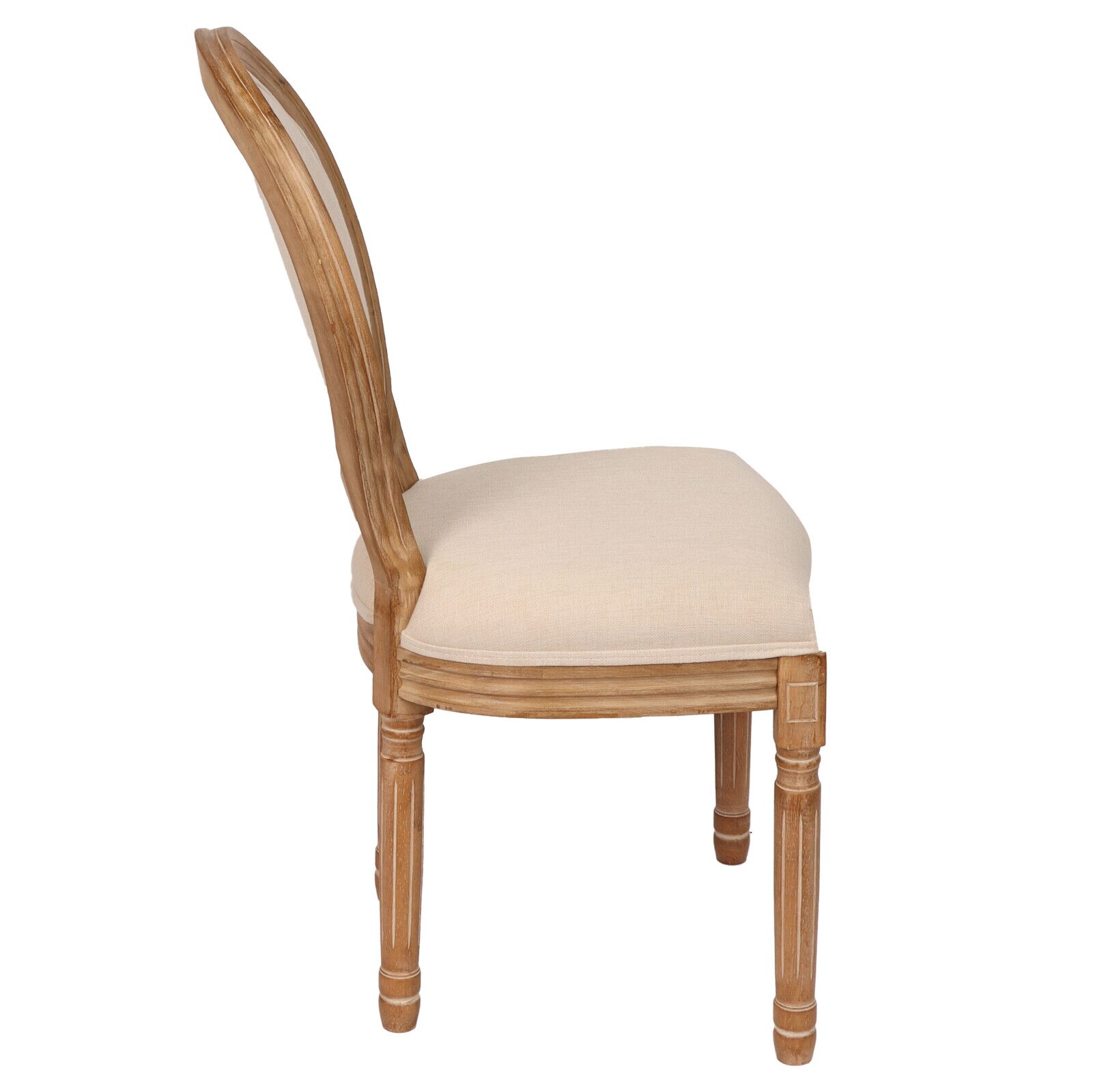 French Country Dining Chairs with Round Back Set of 2, Upholstered, Solid Wood Legs, Accent Side Chairs for Living Room, Wedding Event- Cream