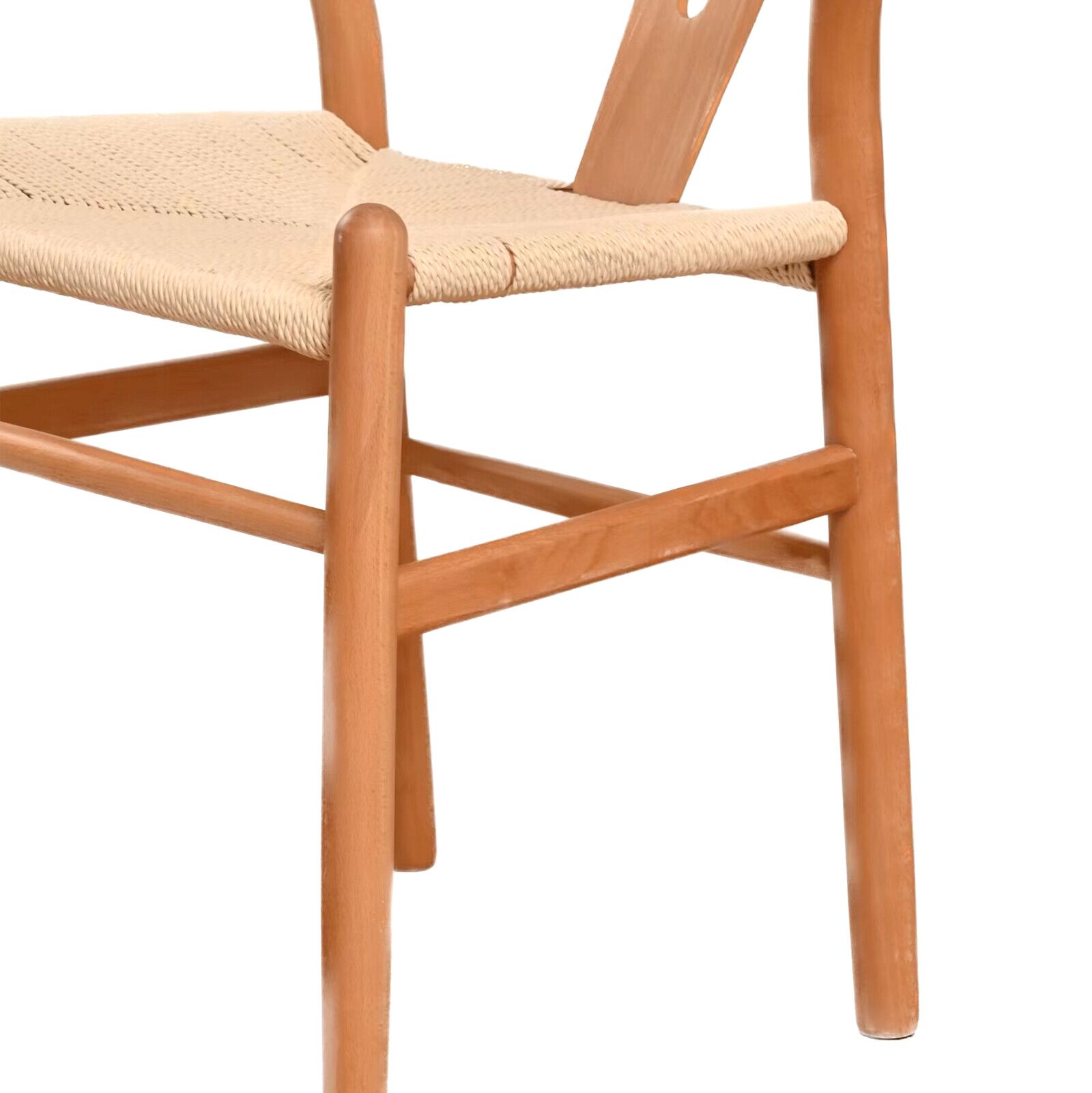 Natural Solid Wood Wishbone Design Backrest Chair with Canvas Seat for Dining Room and Kitchen