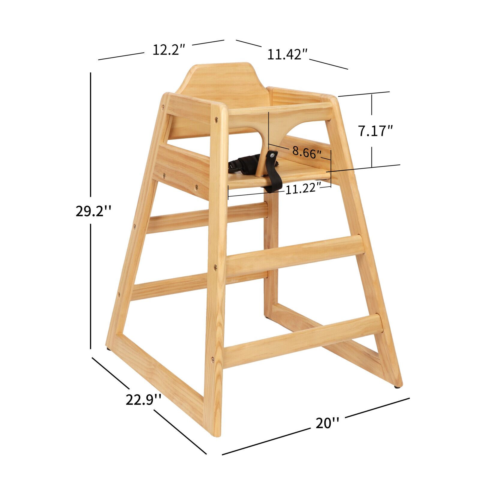 Wooden Double Solid Wood Feeding, Eat & Grow Portable High, Easy to Clean Baby Booster Chair in Natural Finish