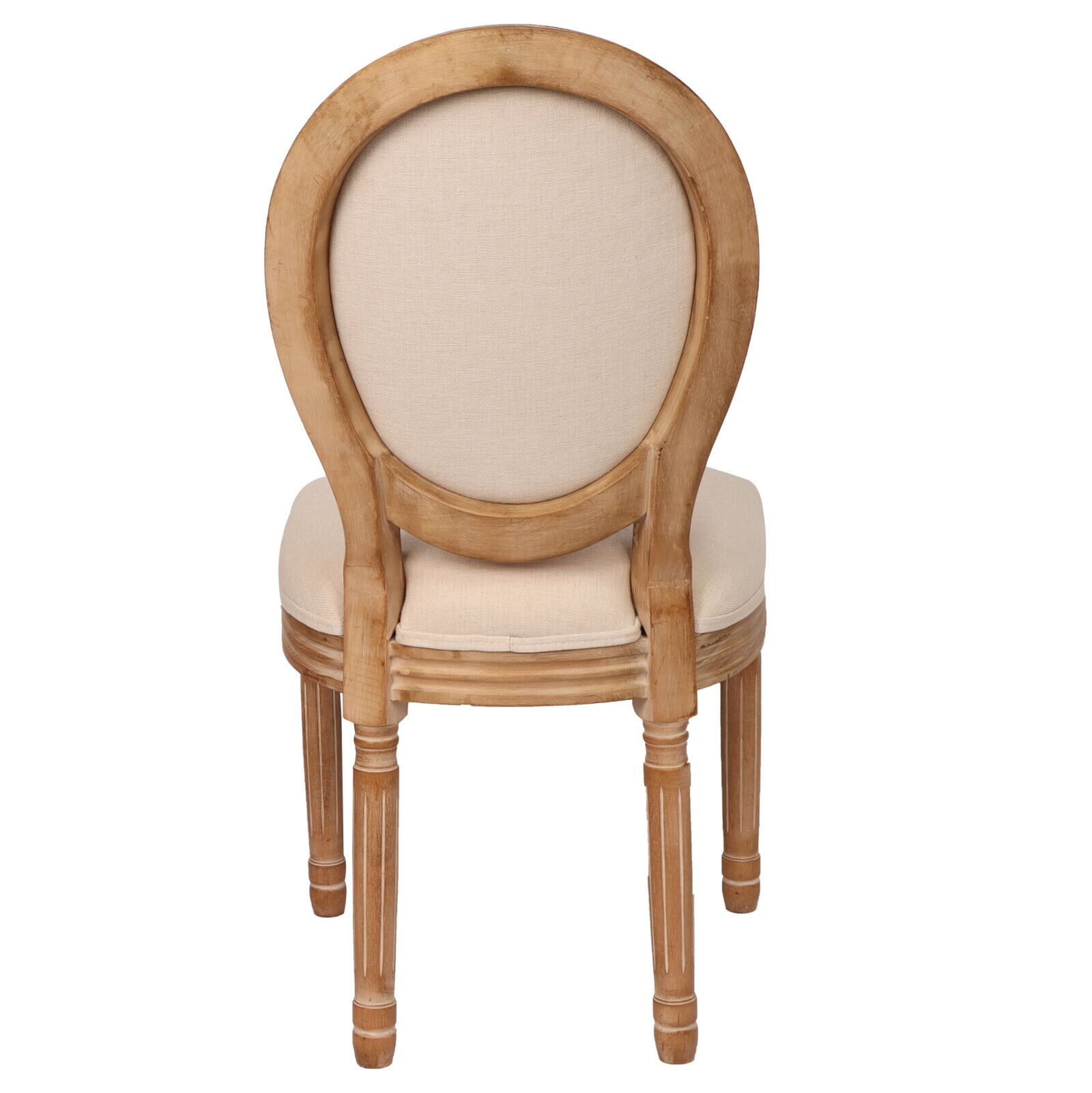 French Country Dining Chairs with Round Back Set of 2, Upholstered, Solid Wood Legs, Accent Side Chairs for Living Room, Wedding Event- Cream