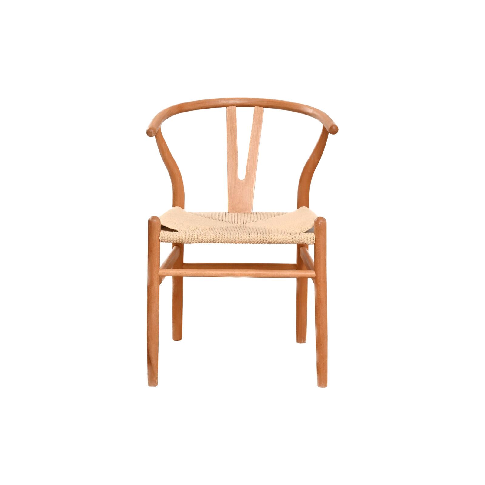 Natural Solid Wood Wishbone Design Backrest Chair with Canvas Seat for Dining Room and Kitchen