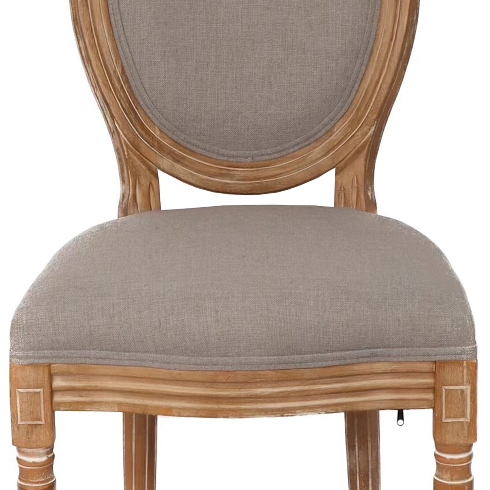 French Country Dining Chairs with Round Back Set of 2, Upholstered, Solid Wood Legs, Accent Side Chairs for Living Room, Wedding Event- Grey