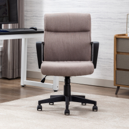 Hengming Home Office Chair Spring Cushion Mid Back Executive Desk Fabric Chair with PP Arms Leather 360 Swivel Task Chair