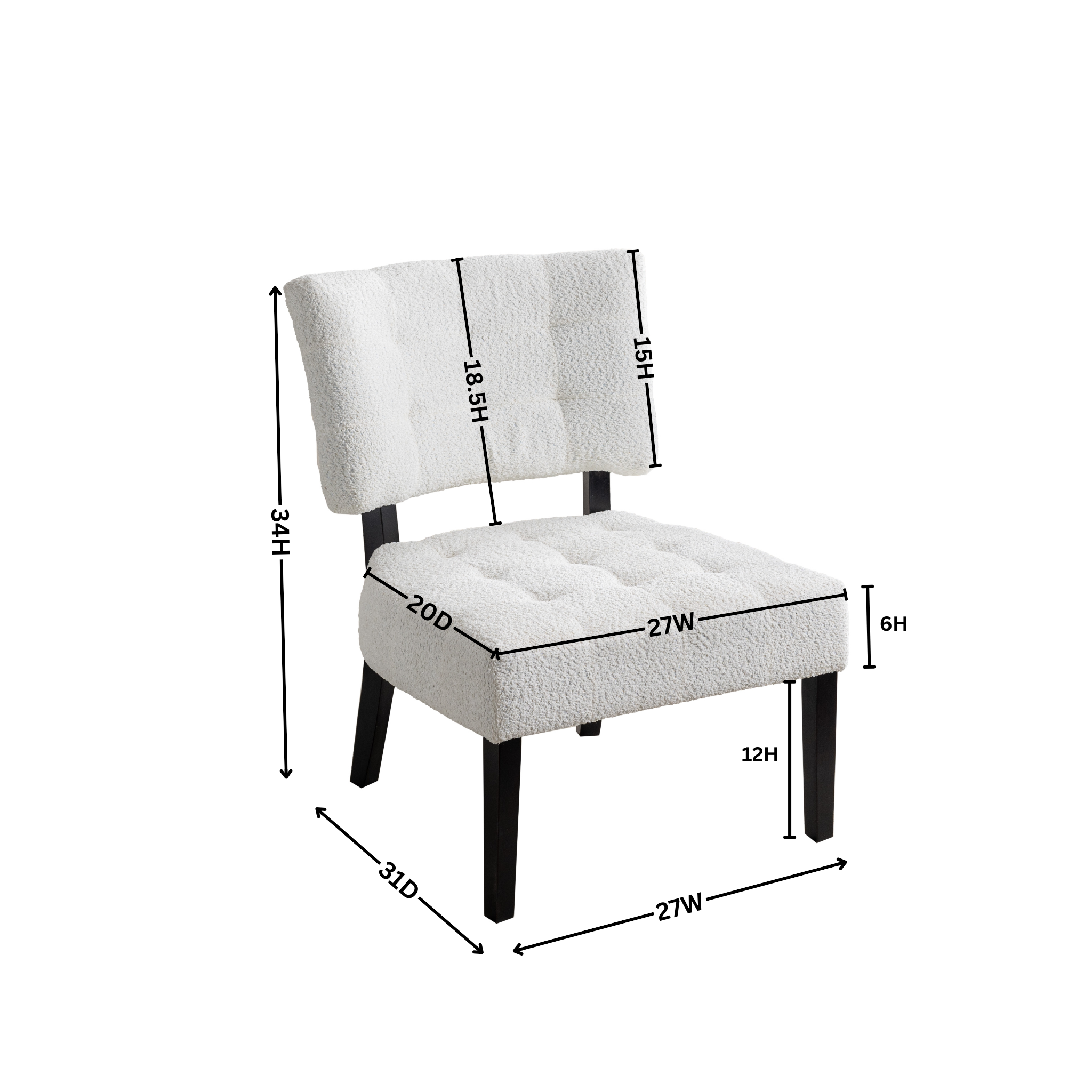 Movile Boucle Tufted Accent Chair with Oversized Seating, White