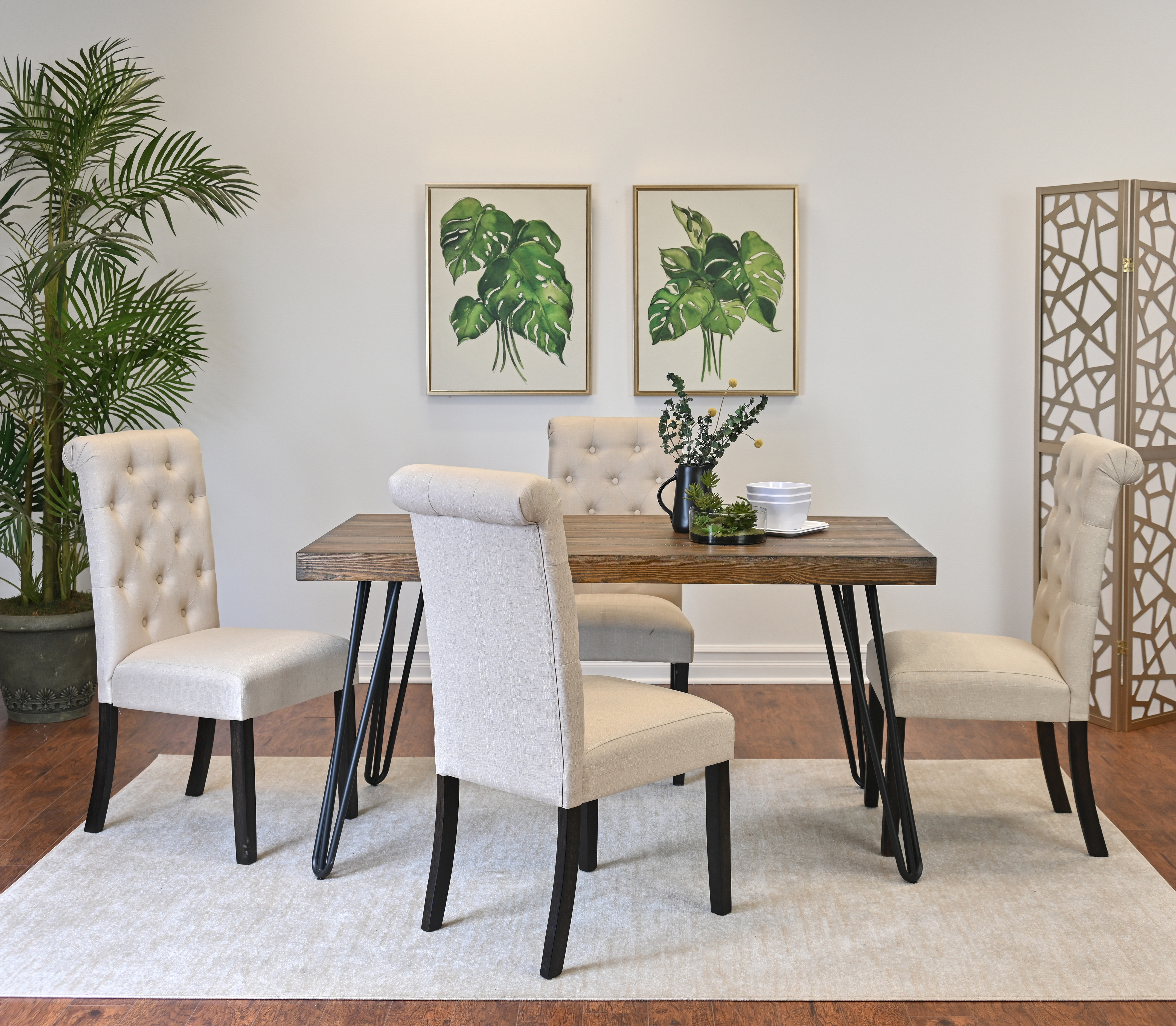 Ashford 5-Piece Dining Set, Hairpin Dining Table with 4 Chairs, 4 Color Options