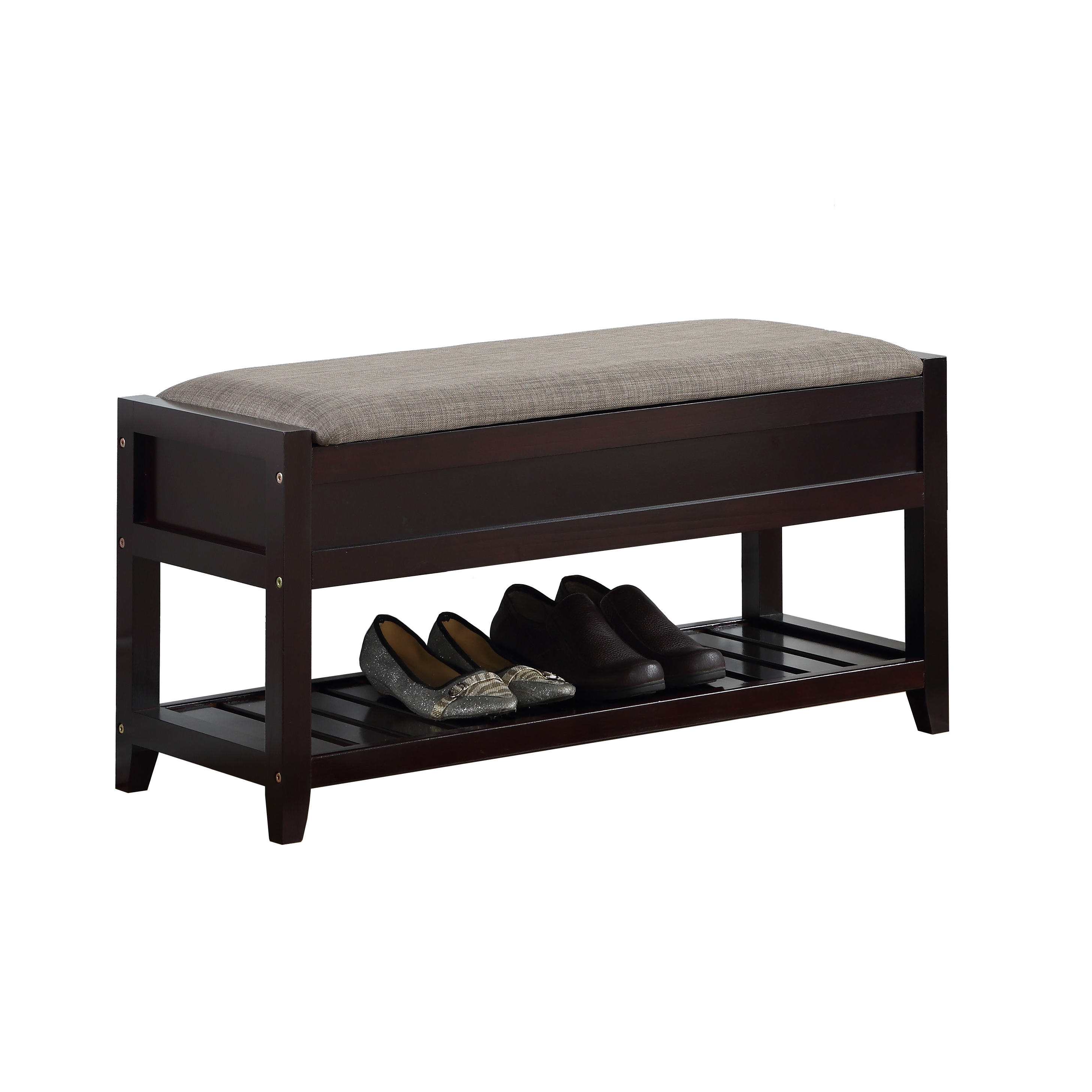 Rouen Seating Bench with Shoe Storage, Espresso