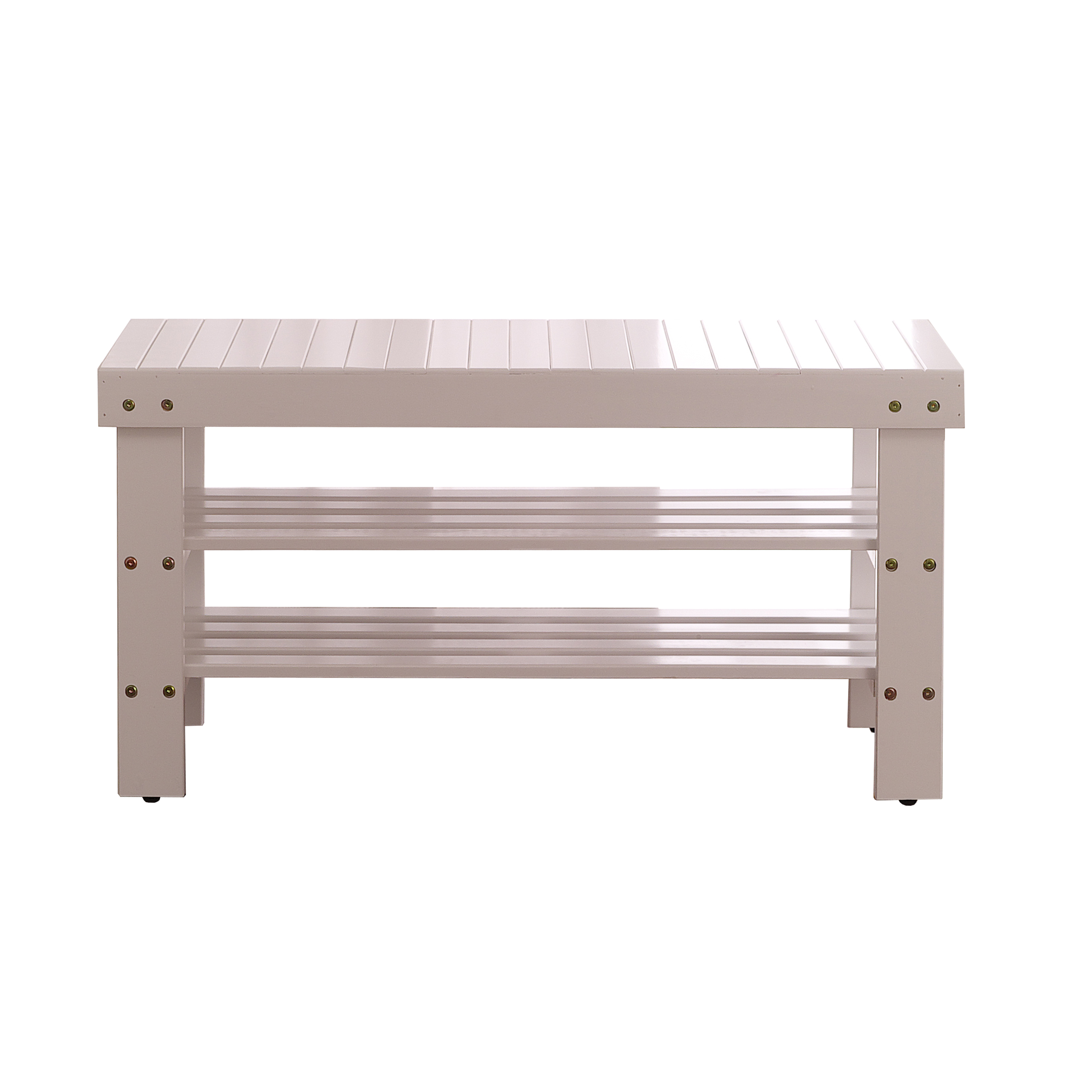 Pina Quality Solid Wood Shoe Bench, White Finish