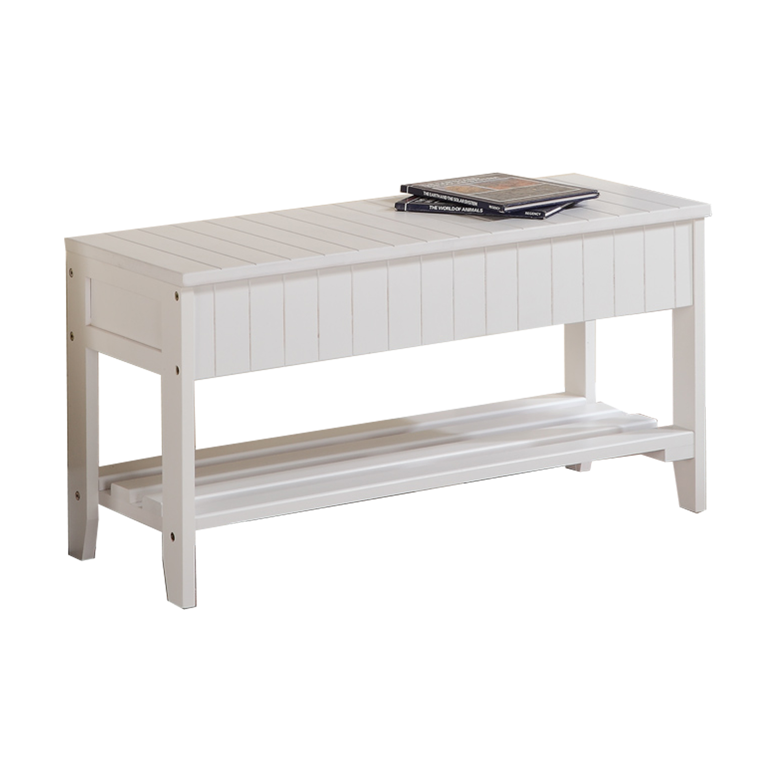 Quality Solid Wood Shoe Bench with Storage, White