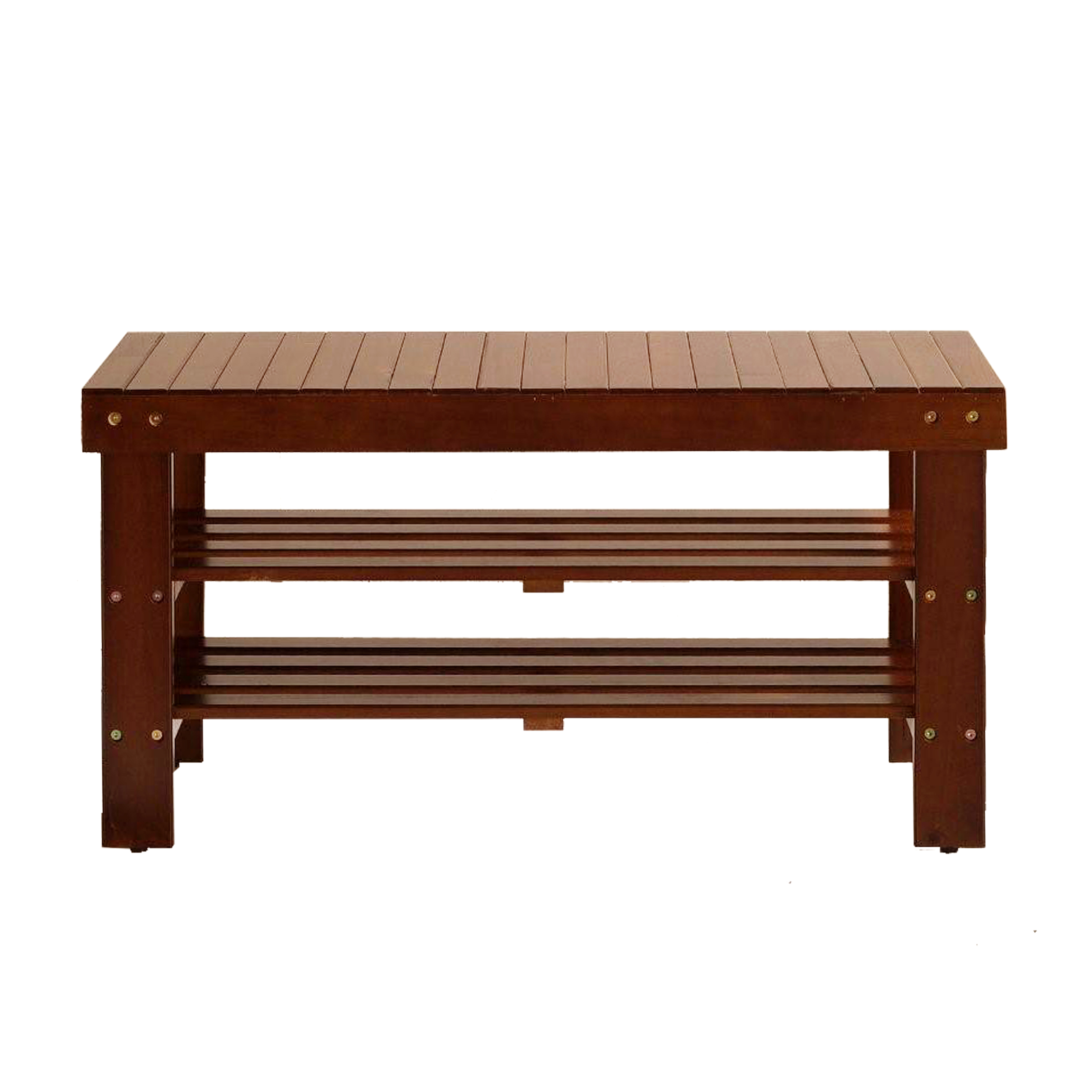 Pina Quality Solid Wood Shoe Bench, Cherry Finish